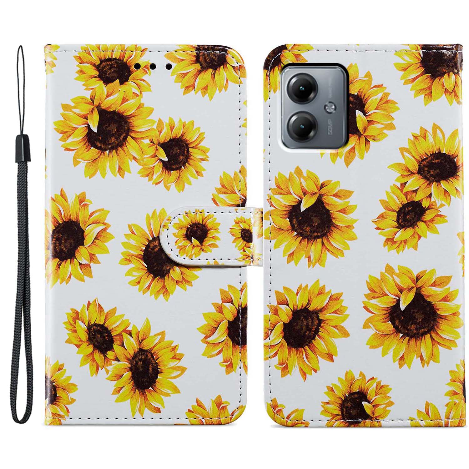 

Für Motorola Moto G54 5G Hülle PU -leder -muster -druckständer Schutzhilfe - Sonnenblume, Motorola Moto G54 5G