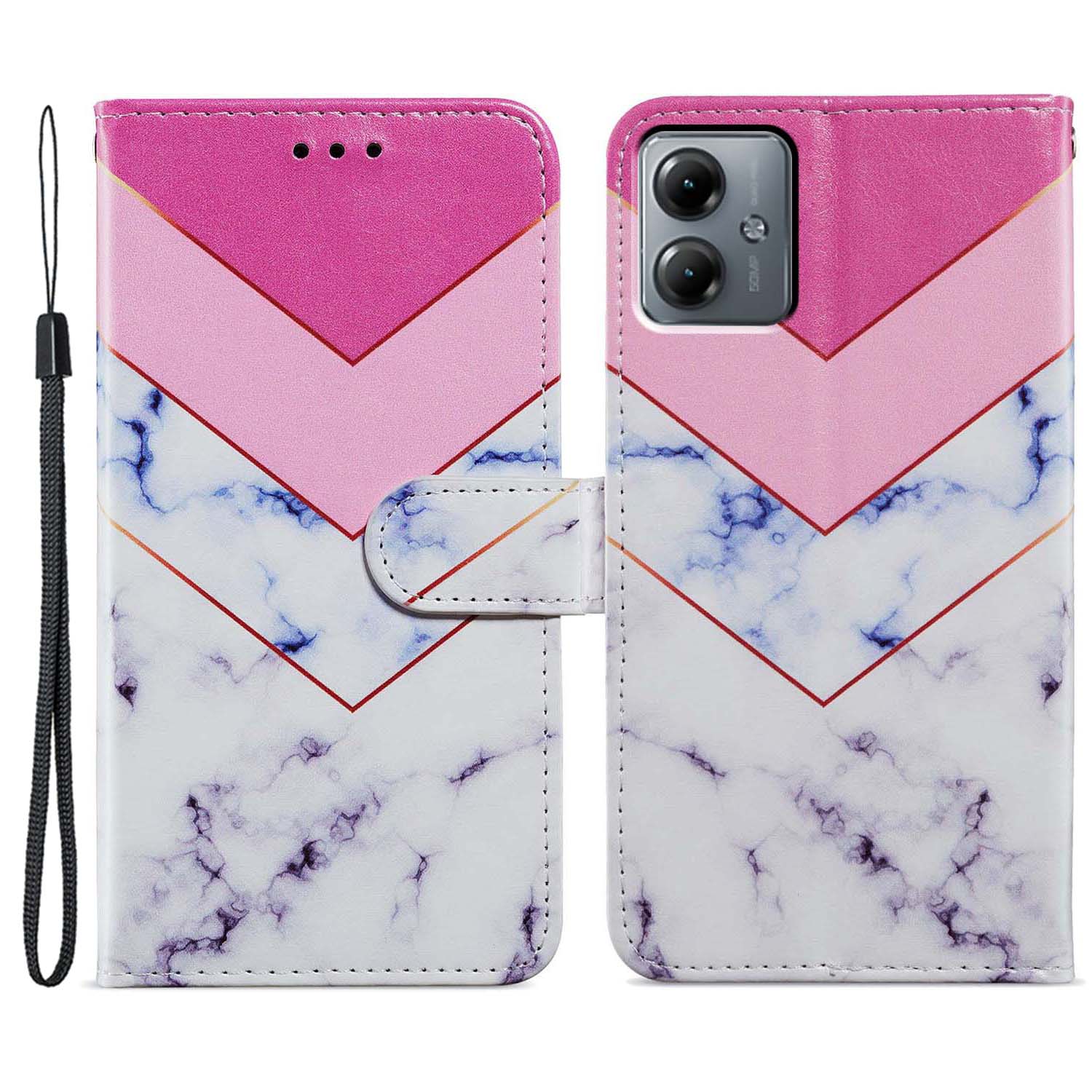 

Für Motorola Moto G54 5G Hülle PU -leder -muster -druckständer Schutzhilfe - Rauch Marmor, Motorola Moto G54 5G