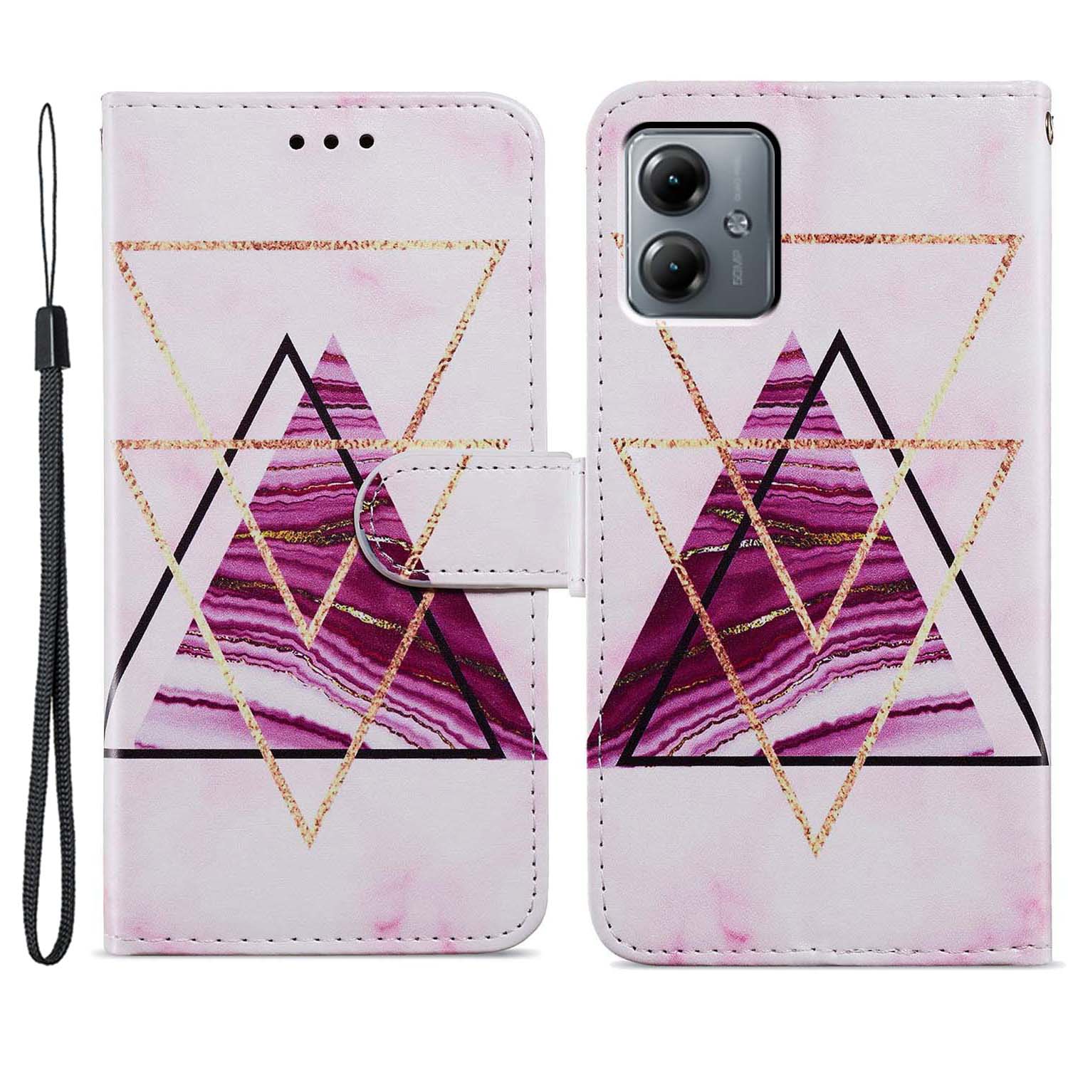 

Für Motorola Moto G54 5G Hülle PU -leder -muster -druckständer Schutzhilfe - Tri-color Marmor, Motorola Moto G54 5G