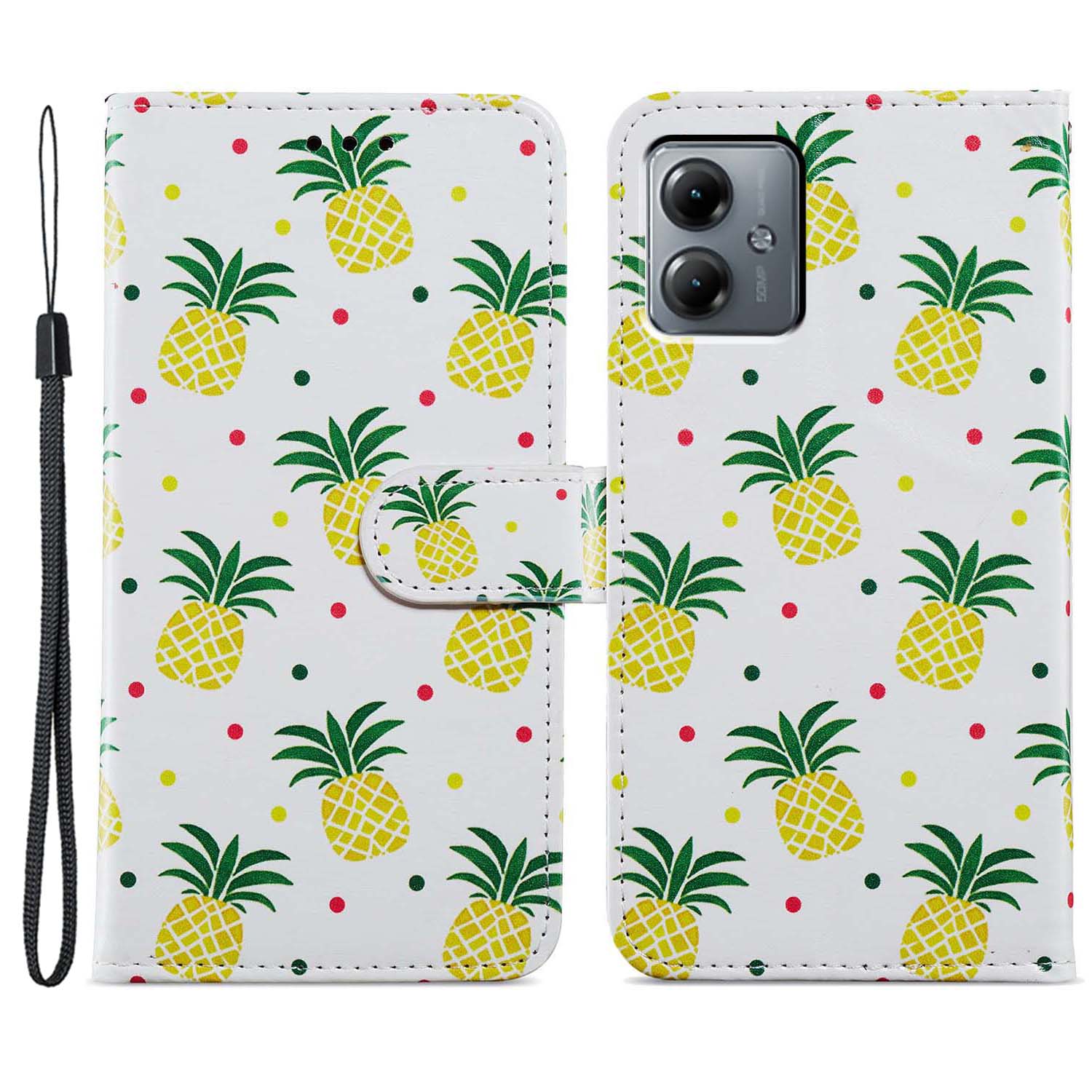 

Für Motorola Moto G54 5G Hülle PU -leder -muster -druckständer Schutzhilfe - Ananas, Motorola Moto G54 5G