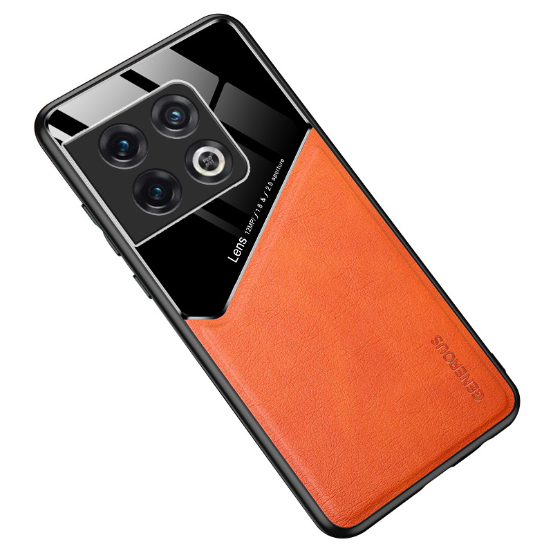 

Für OnePlus 10 Pro 5G Deckelder Leder+tpu+pc Telefon Back Case Support Magnetic Car Halter - Orange, OnePlus 10 Pro 5G