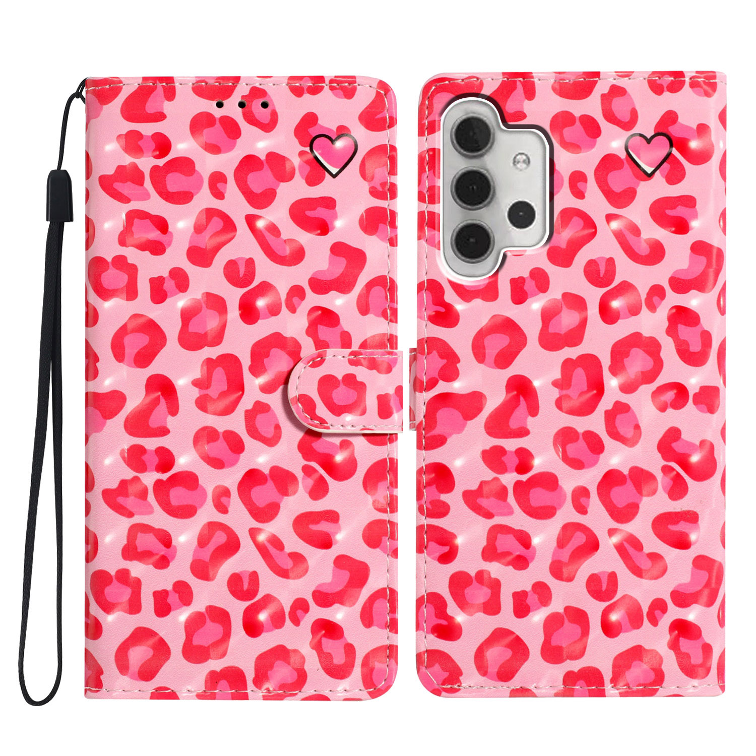 

Für Samsung Galaxy A32 4G (EU -version) Case 3D Muster PU Leder Flip Phone Deckung Mit Brieftasche - Rosa Leopardendruck, Samsung Galaxy A32 4G (EU Version)