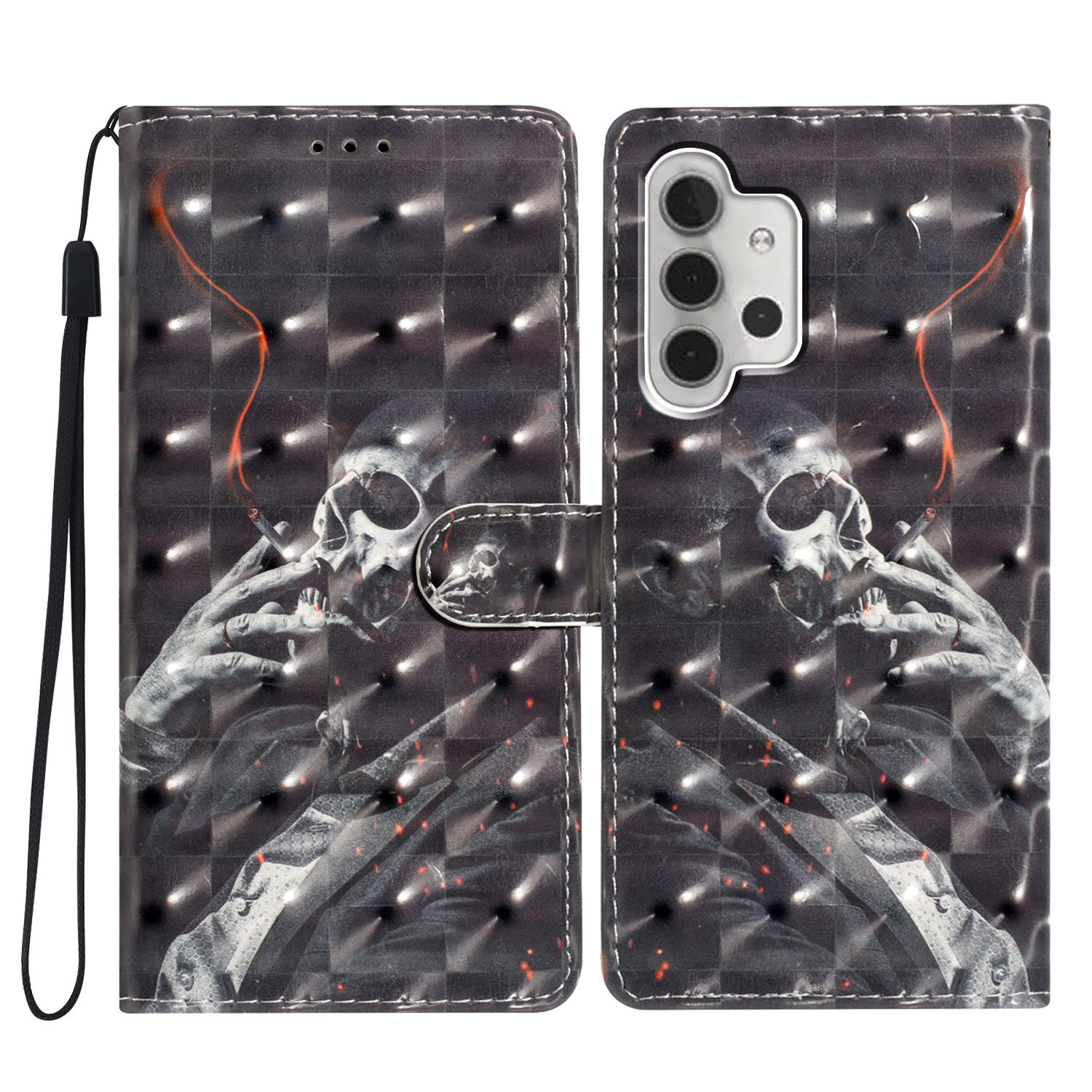 

Für Samsung Galaxy A32 4G (EU -version) Case 3D Muster PU Leder Flip Phone Deckung Mit Brieftasche - Rauchskelett, Samsung Galaxy A32 4G (EU Version)