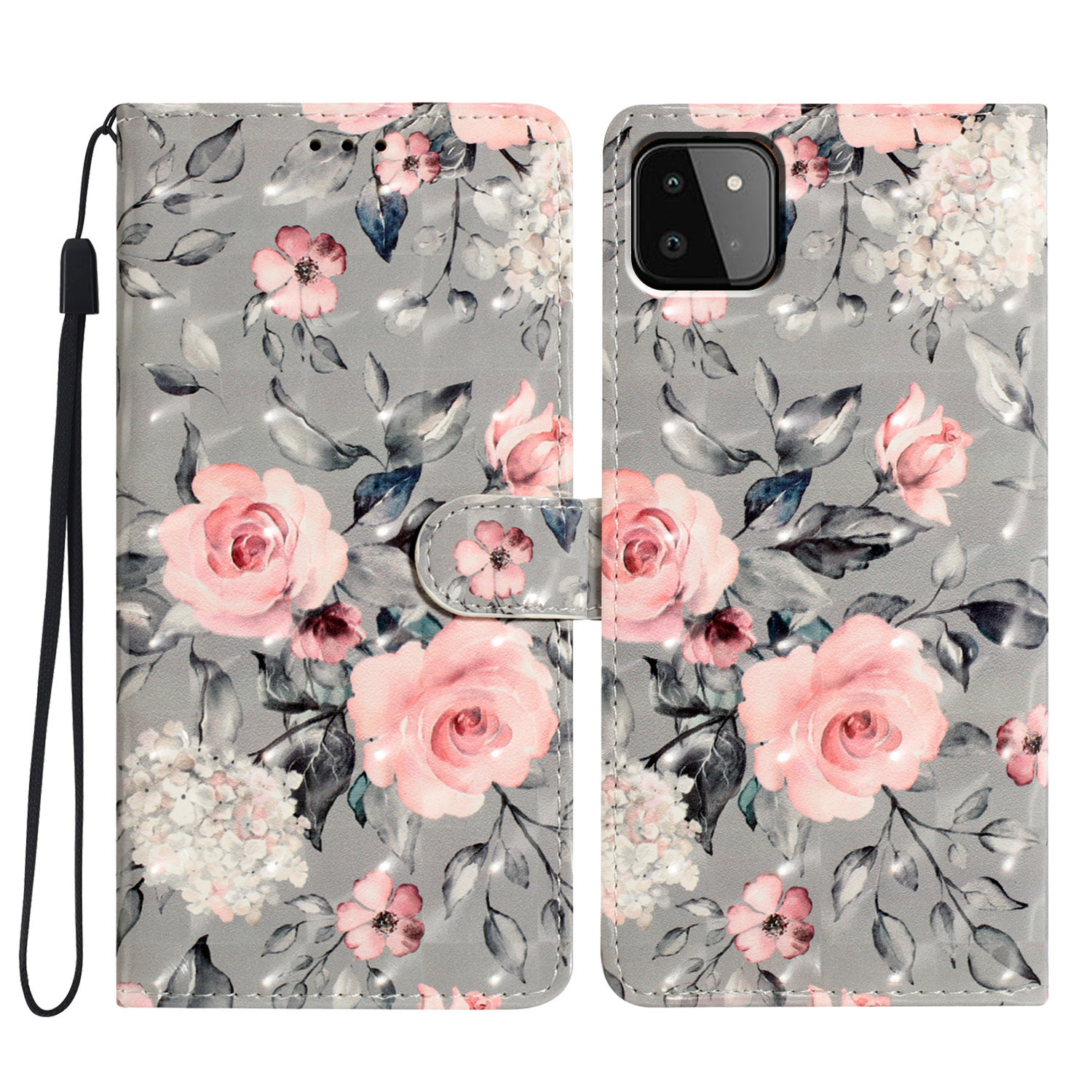 

Für Samsung Galaxy A22 5G (EU -version) Case Wallet PU Leder 3D -muster -telefonabdeckung - Pink Blue Marmor, Galaxy A22 5G (EU Version)