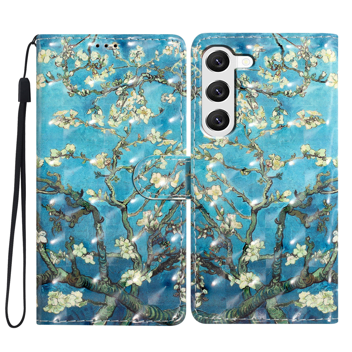 

Für Samsung Galaxy S23+ Case 3D Muster PU Lederständer Verfügt Über Flip -telefonabdeckung - Aprikoseblüte, Galaxy S23+