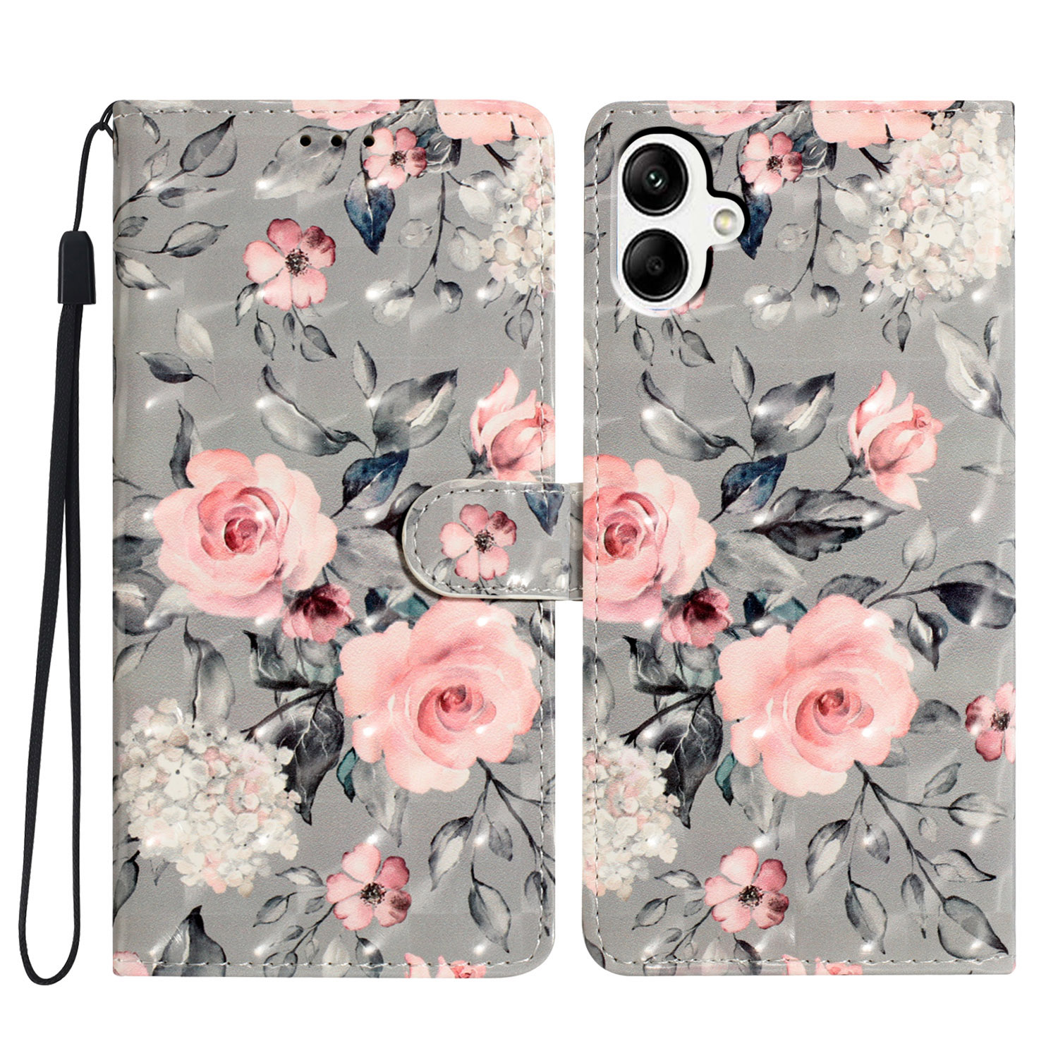 

Für Samsung Galaxy A05 4G Hülle PU Leder Magnetic Verschluss 3D Creative Muster Telefonabdeckung - Blumen, Samsung Galaxy A05 4G