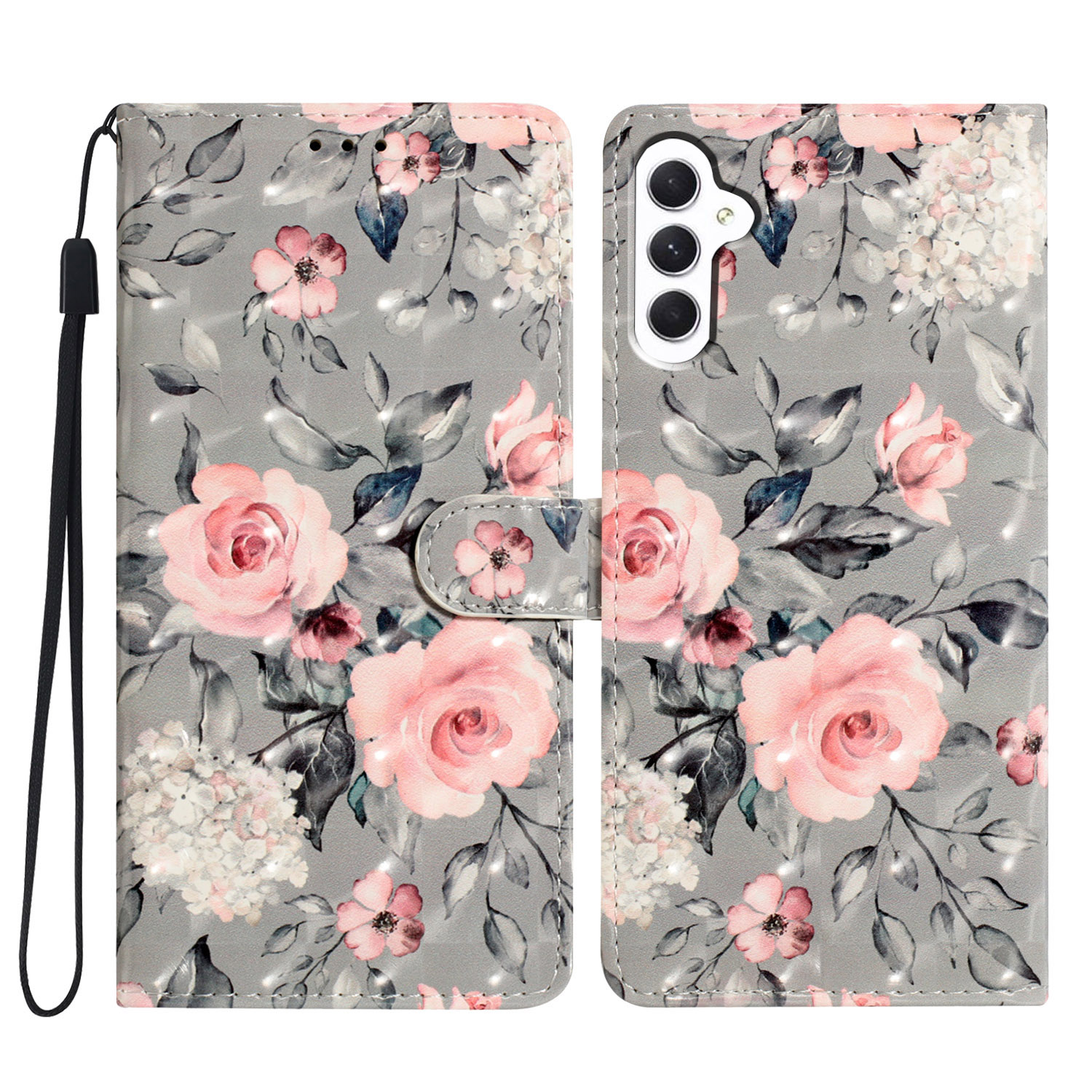 

Für Samsung Galaxy A34 5G Hülle 3D Muster PU Lederständer Schutzflip -telefonabdeckung - Blumen, Galaxy A34 5G