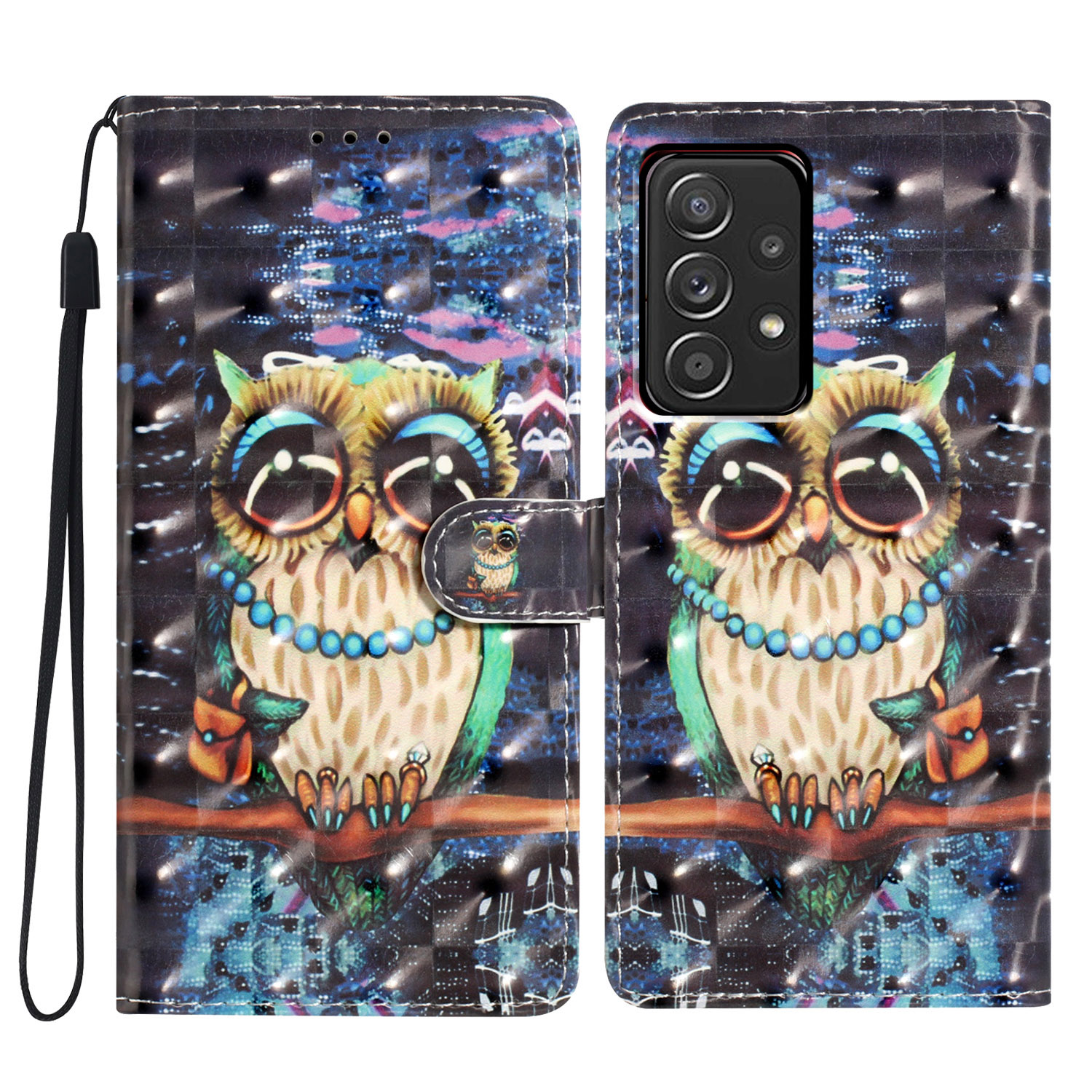 

Für Samsung Galaxy A73 5G Hülle 3D -muster Druck PU Leder Magnetic Flip Phone Deckung - Eule, Samsung Galaxy A73 5G