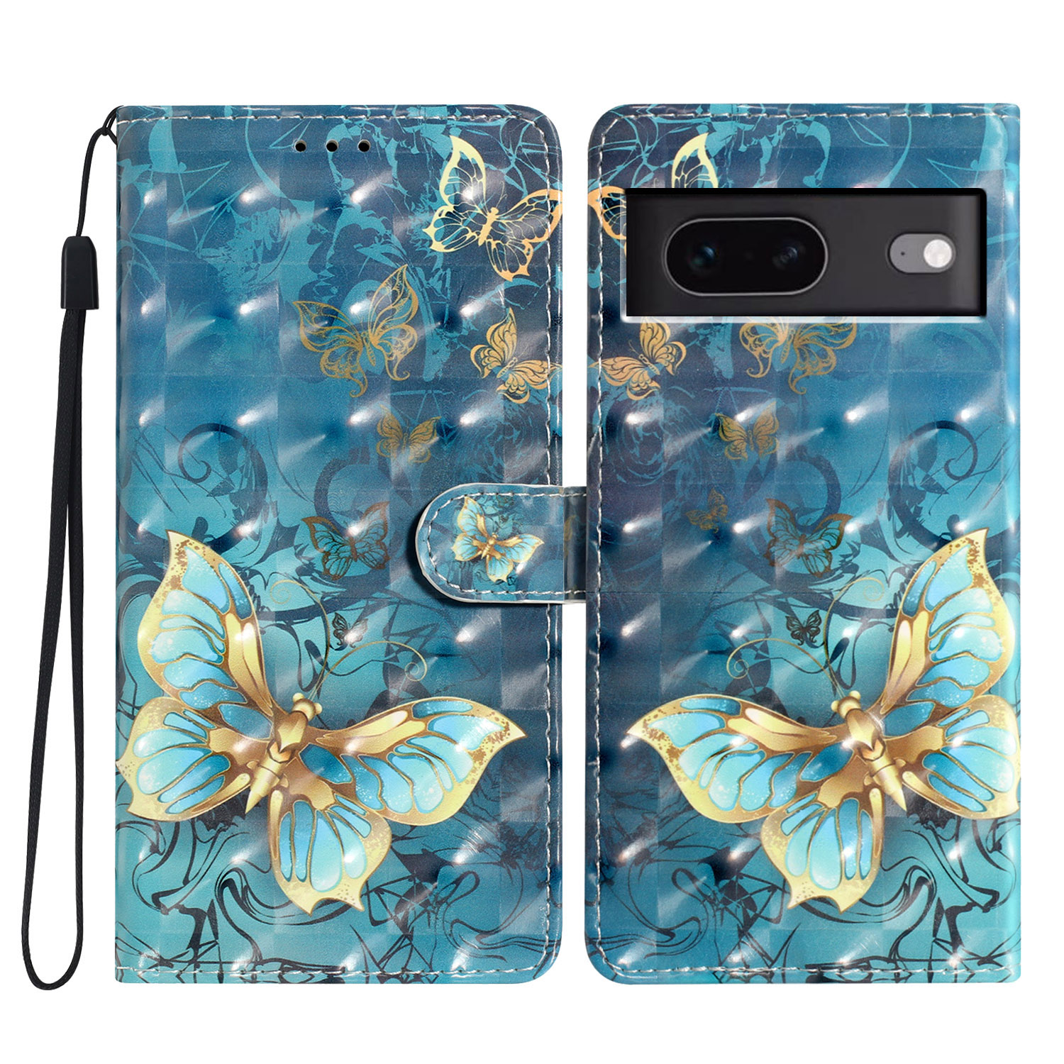 

Für Google Pixel 7 5G Hülle 3D Muster PU Leder Brieftasche Telefonabdeckung - Schmetterling, Google Pixel 7 5G