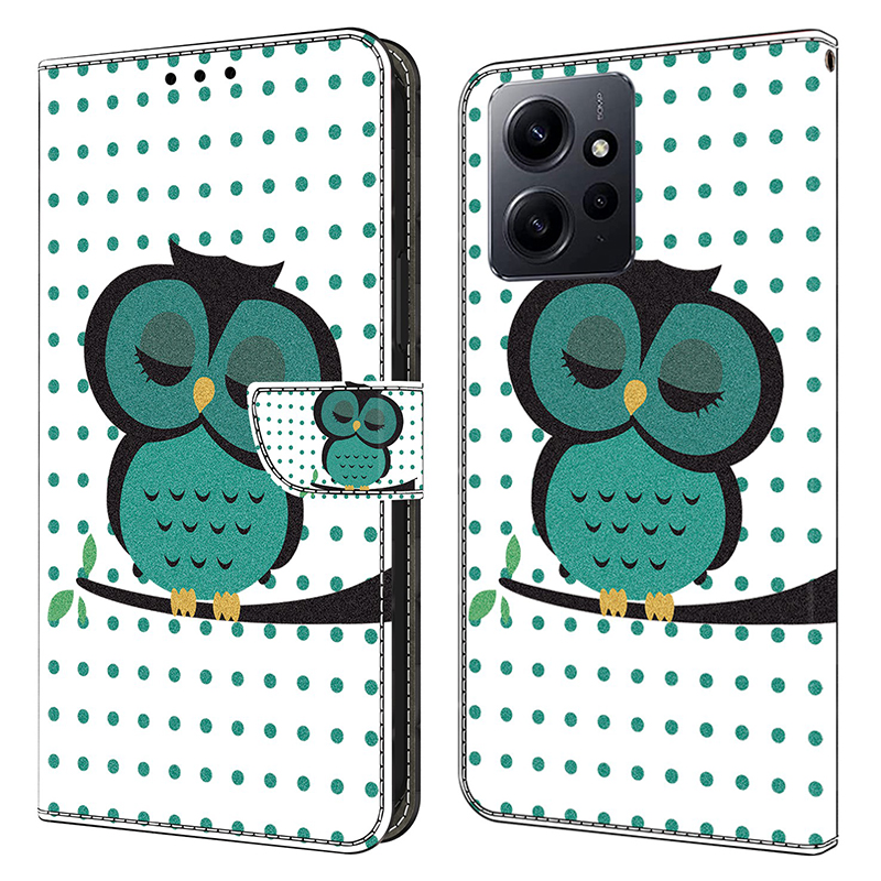 

Für Xiaomi Redmi Anmerkung 12 4G Hülle Schockdelie -hülle Lederflip Wallet Wege - Schlafende Eule, Xiaomi Redmi Note 12 4G