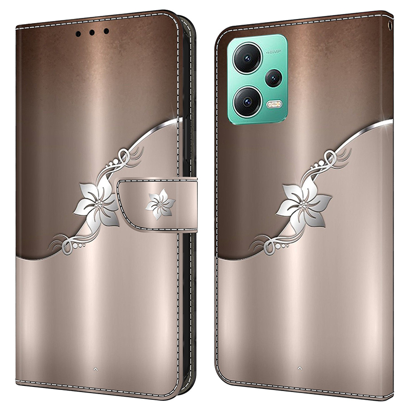 

Für Xiaomi Redmi Anmerkung 12 5G (global) /(china) /(indien) / Poco X5 5G Hülle Lederflip -telefonabdeckung - Silberblume, Xiaomi Redmi Note 12 5G (Global)