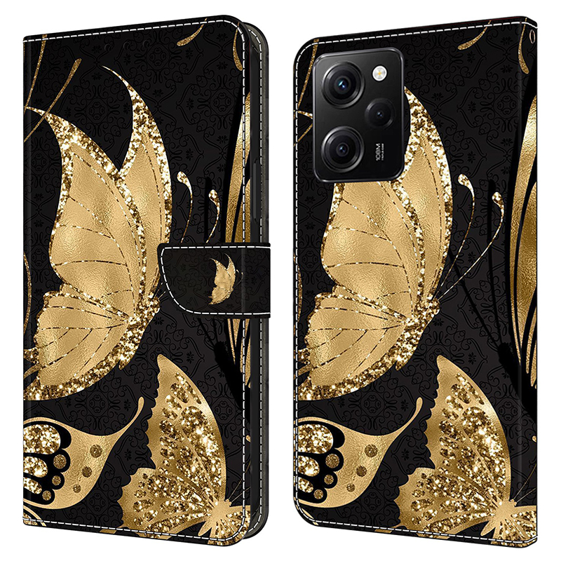 

Für Xiaomi Redmi Note 12 Pro 5g / 12 Pro Speed ​​5g / Poco X5 Pro 5G Hülle Schutzbrieftasche Telefonhülle - Goldener Schmetterling, Xiaomi Redmi Note 12 Pro 5G