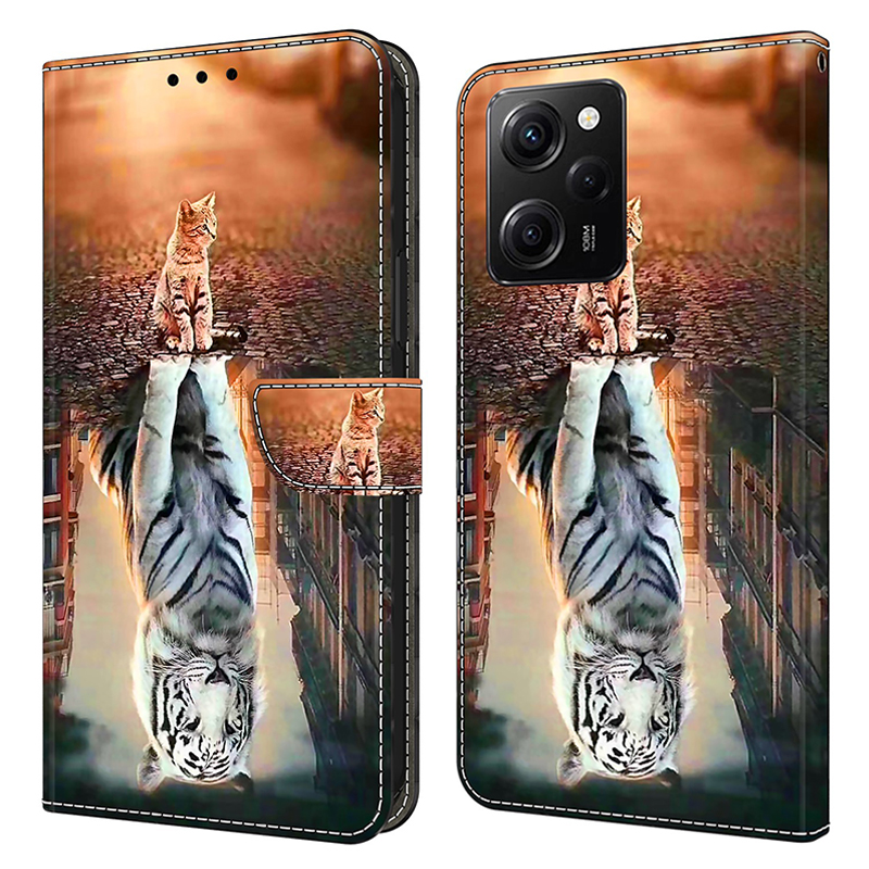

Für Xiaomi Redmi Note 12 Pro 5g / 12 Pro Speed ​​5g / Poco X5 Pro 5G Hülle Schutzbrieftasche Telefonhülle - Katze Und Tiger, Xiaomi Redmi Note 12 Pro 5G