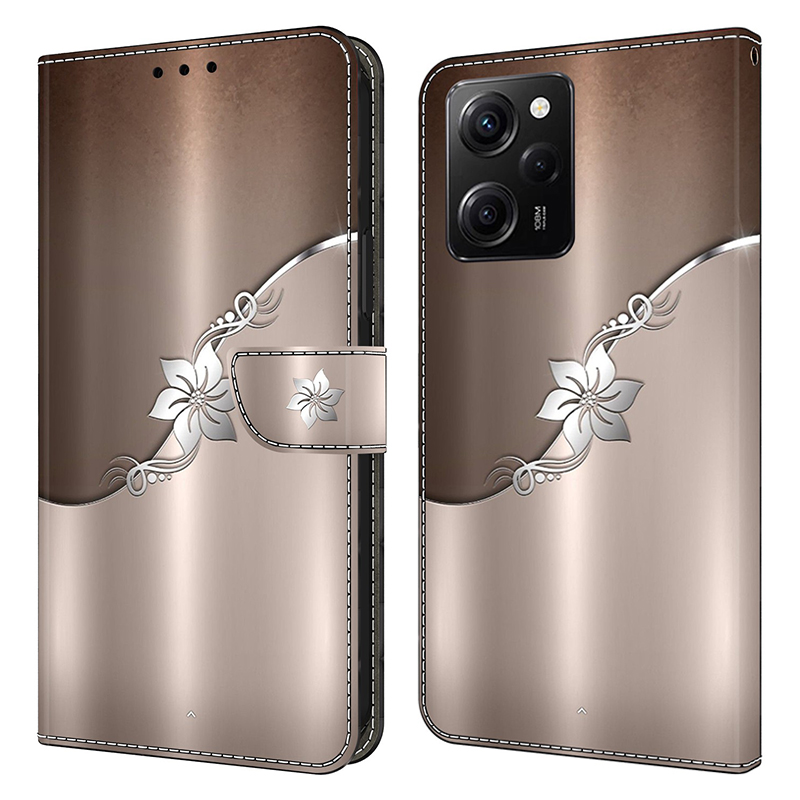 

Für Xiaomi Redmi Note 12 Pro 5g / 12 Pro Speed ​​5g / Poco X5 Pro 5G Hülle Schutzbrieftasche Telefonhülle - Silberblume, Xiaomi Redmi Note 12 Pro 5G