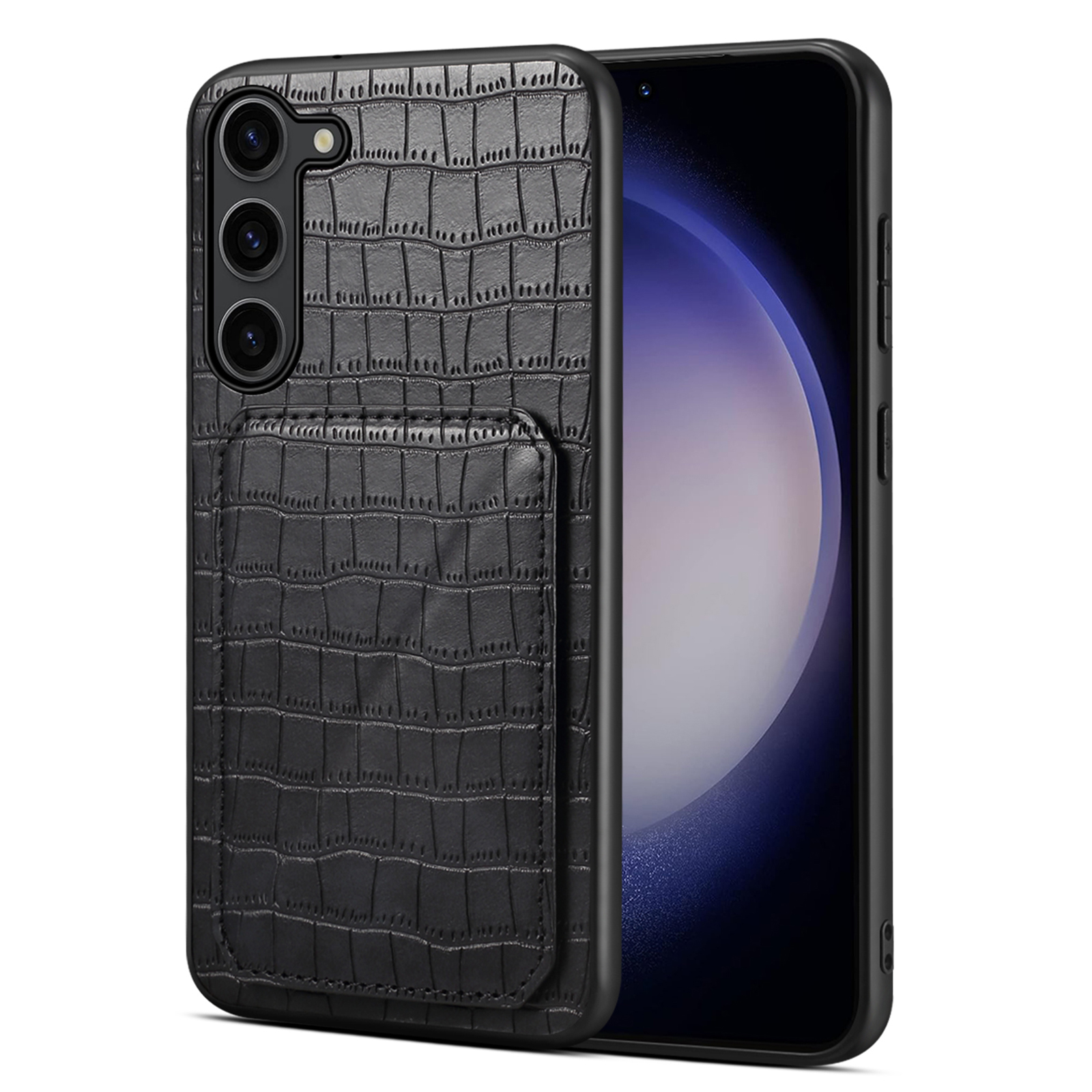 

Für Samsung Galaxy S23 Case Hidden Card Holder Kickstand Leder+pc+tpu -handyabdeckung - Schwarz, Galaxy S23