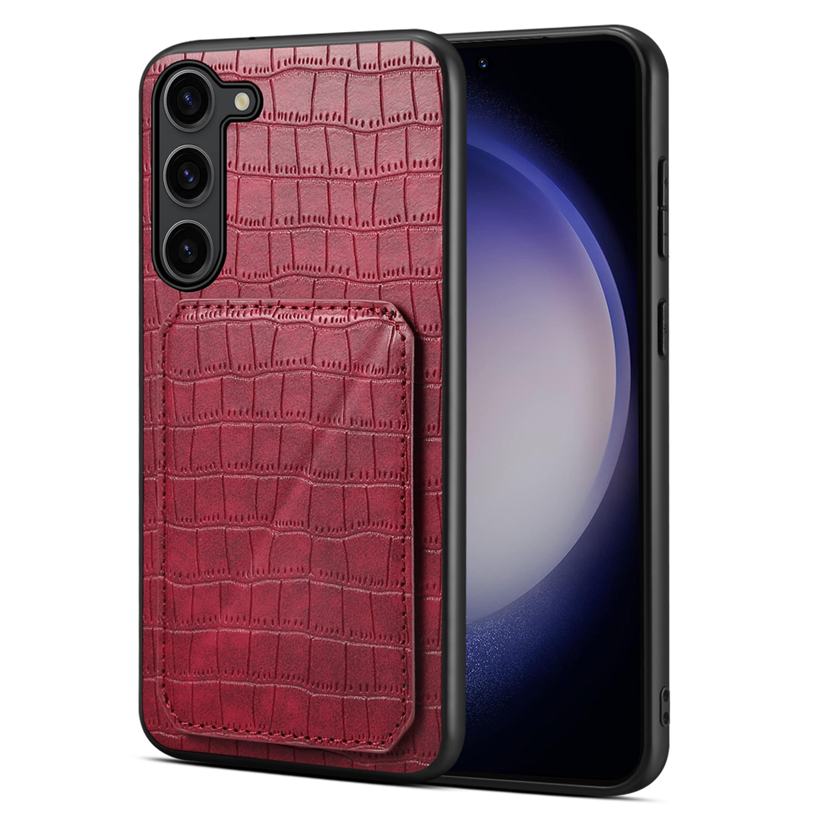 

Für Samsung Galaxy S23+case Crocodile Textur Hidden Kartenhalter PU+PC+TPU -telefonabdeckung - Rose, Galaxy S23+