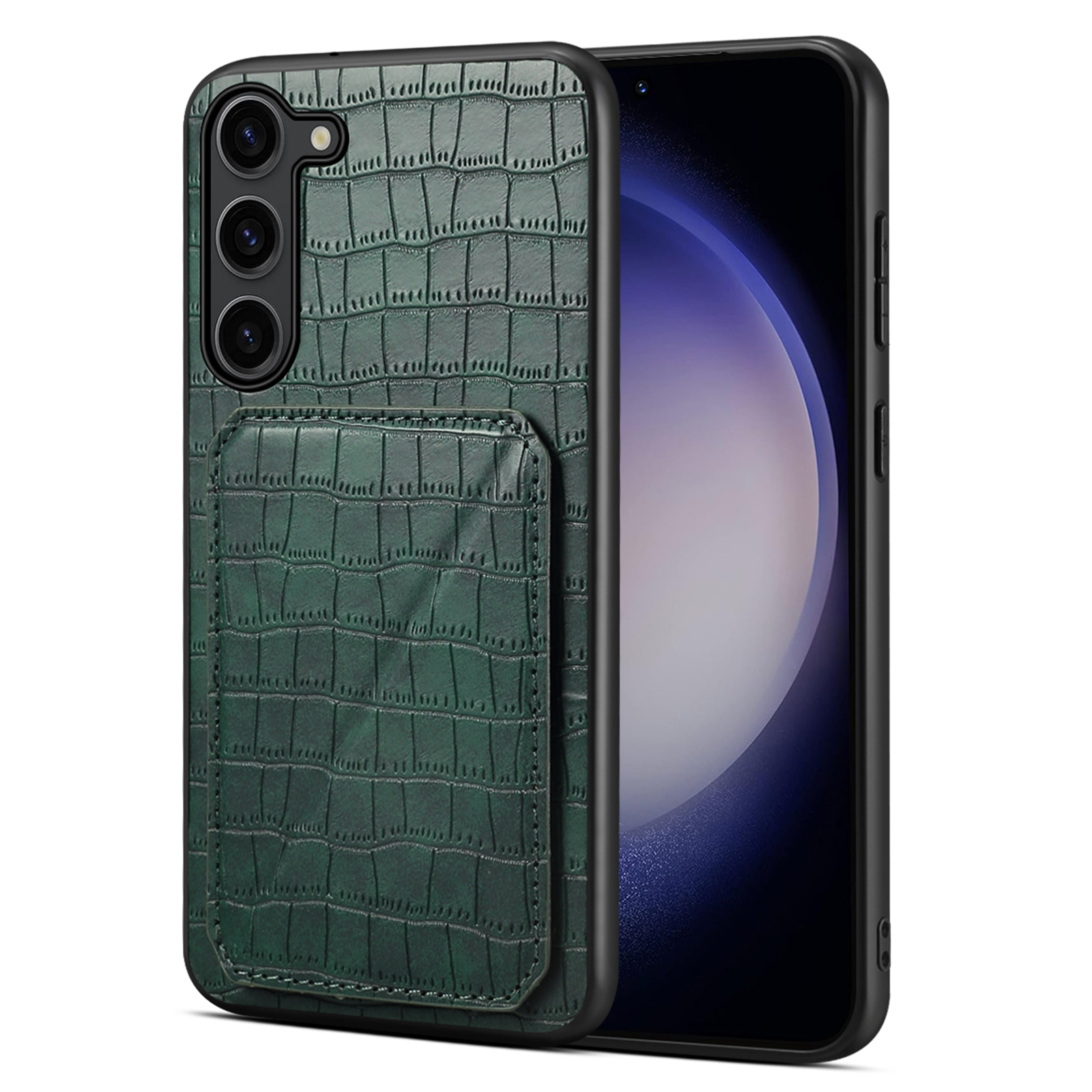 

Für Samsung Galaxy S23+case Crocodile Textur Hidden Kartenhalter PU+PC+TPU -telefonabdeckung - Grün, Galaxy S23+