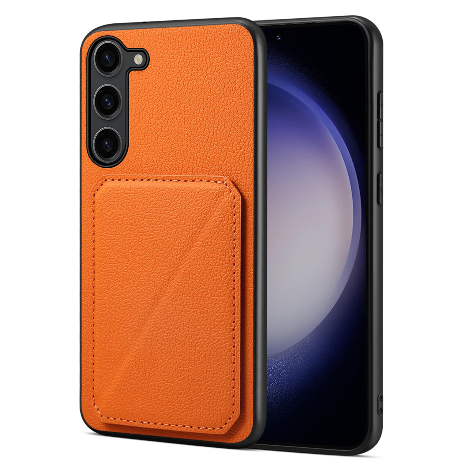 

Für Samsung Galaxy S23 Hülle PU Leder+pc+tpu Hidden Card Halter Telefonabdeckung - Orange, Galaxy S23