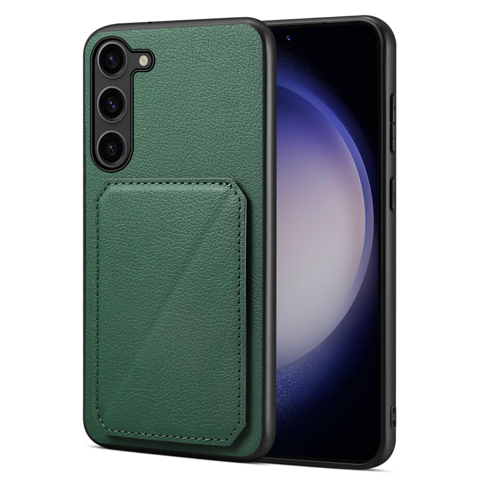 

Für Samsung Galaxy S23+hülle Hidden Card Halter Leder+pc+tpu -telefon -kickständer Cover - Grün, Galaxy S23+