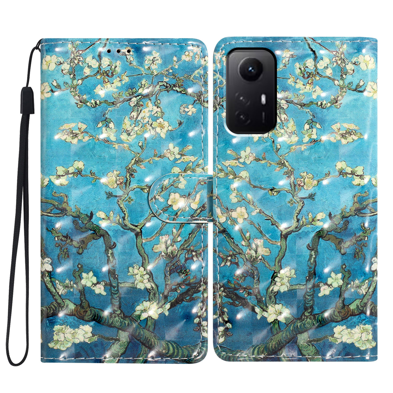 

Für Xiaomi Redmi Note 12s 4G Hülle 3D Muster Druck Flip Ständer PU Leder Telefonabdeckung - Aprikoseblüte, Xiaomi Redmi Note 12S 4G