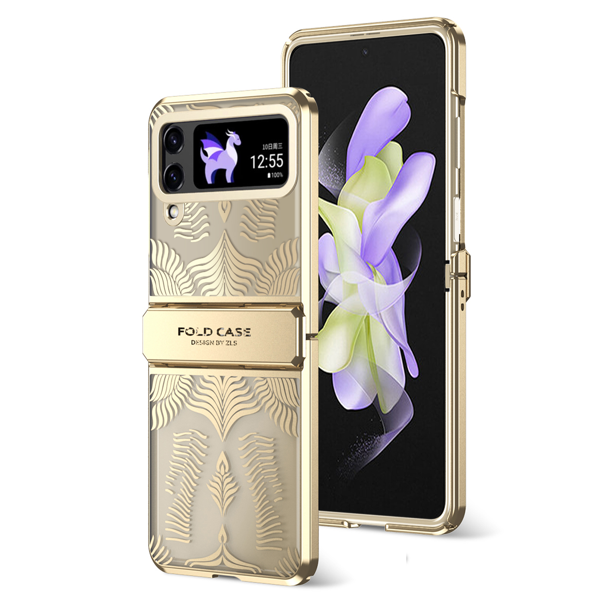 

Für Samsung Galaxy Z Flip4 5G Hülle Hard PC Wing Frame Design Protective Telefonabdeckung - Gold, Galaxy Z Flip4 5G