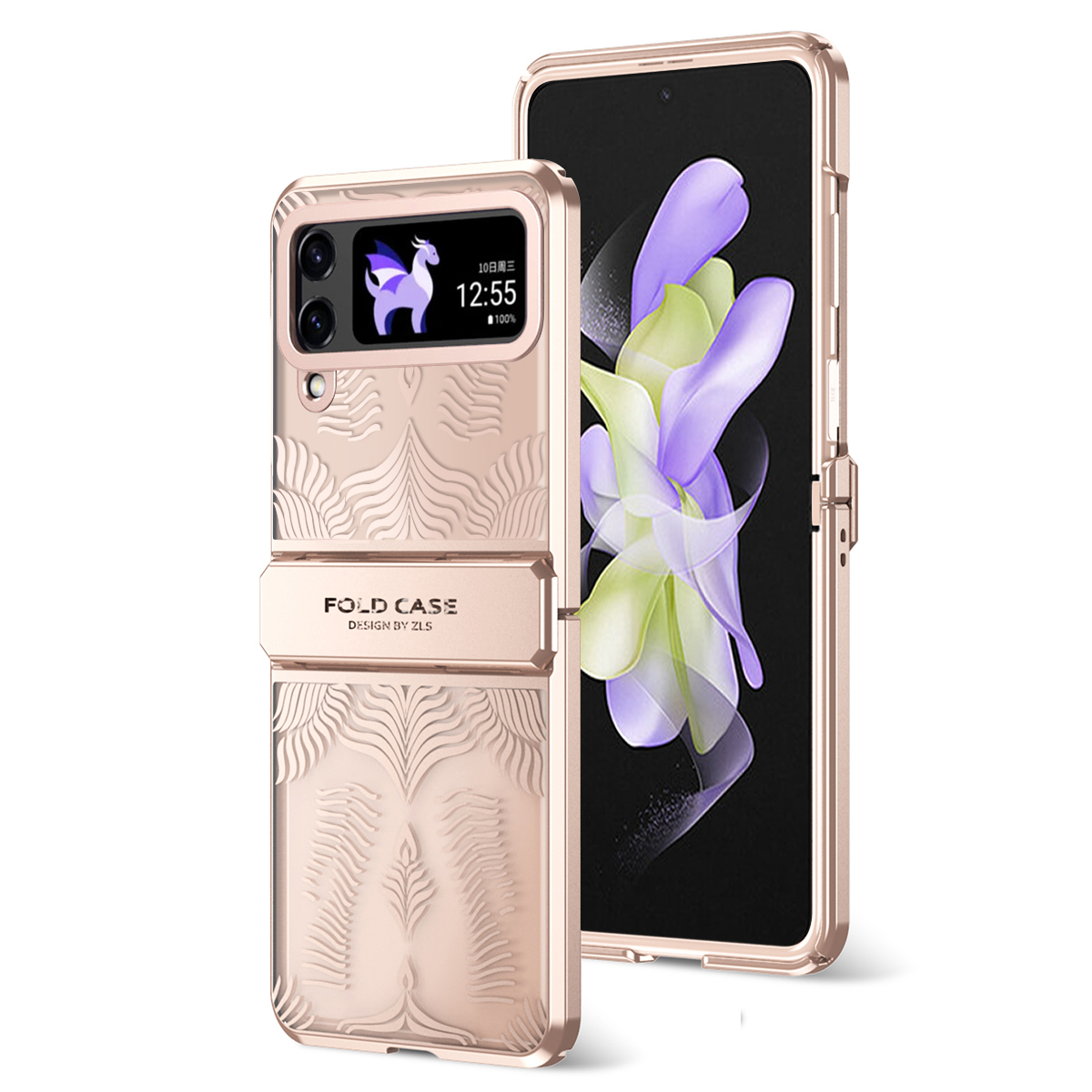 

Für Samsung Galaxy Z Flip4 5G Hülle Hard PC Wing Frame Design Protective Telefonabdeckung - Roségold, Galaxy Z Flip4 5G