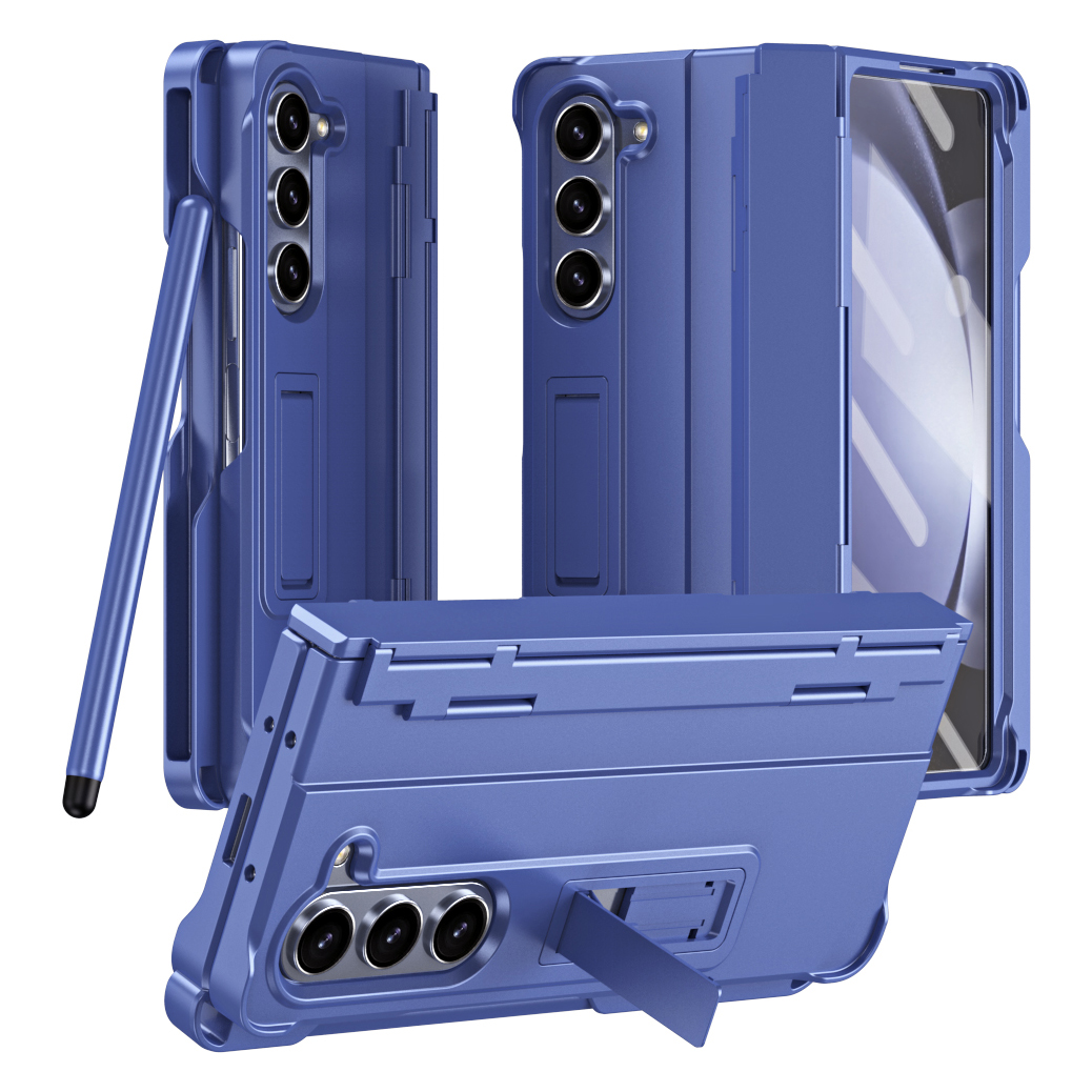 

Für Samsung Galaxy Z Fold5 5G Hage Schüsschreisschusse PC -telefonabdeckung Mit Bildschirmschützer / Stiftstift - Blau, Galaxy Z Fold5 5G