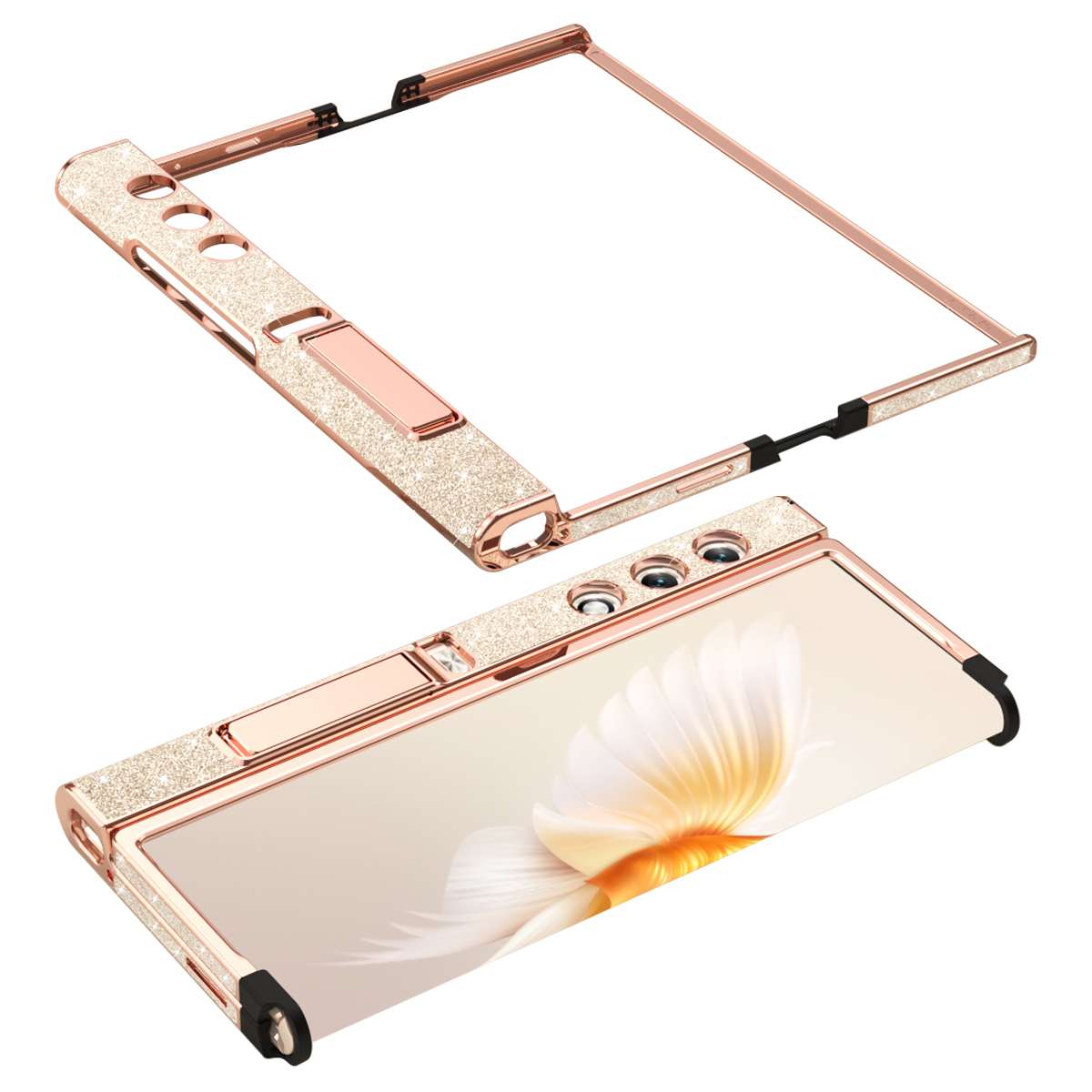 

Für Honor V Purse Case Glitter Hard PC Folding Telefonabdeckung - Gold, Honor V Purse
