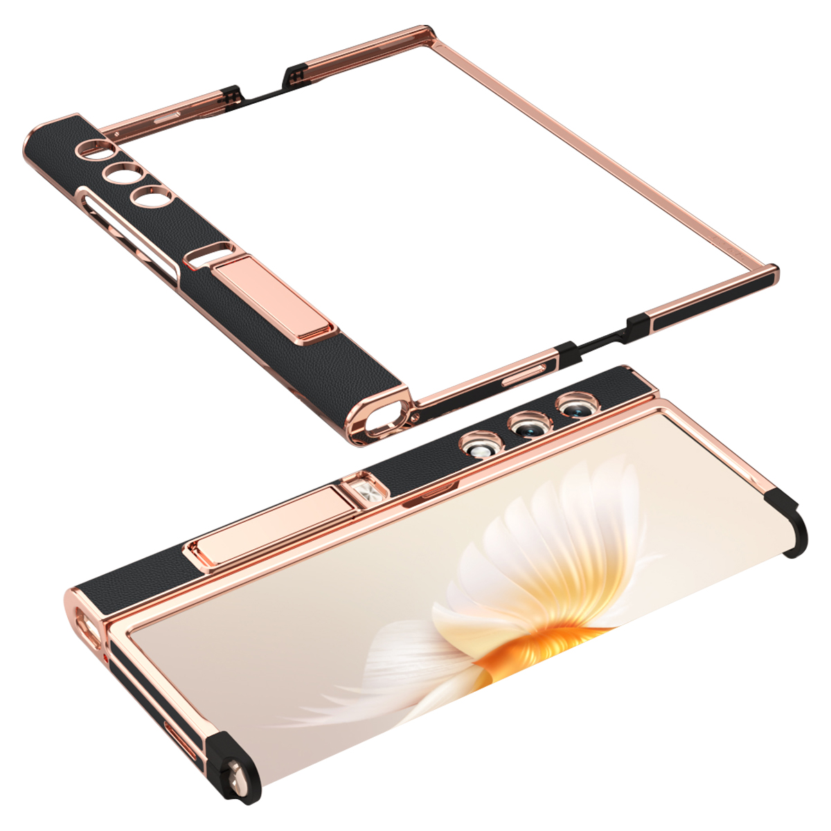 

Für Honor V Purse Case Glitter Hard PC Folding Telefonabdeckung - Matt-schwarz, Honor V Purse