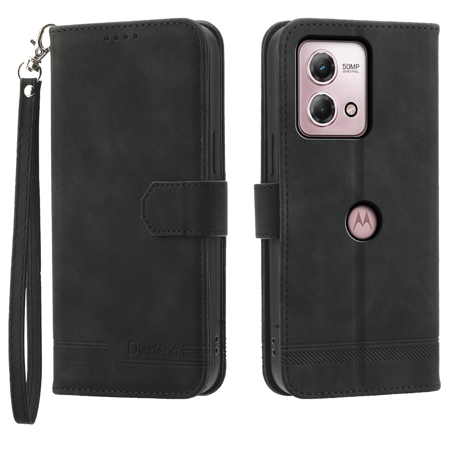 

Dierfeng DF-03 Für Motorola Moto G Stylus (2023) Hülle Wallet Ständer Schockdes Leder-mobiltelefonabdeckung - Schwarz, Motorola Moto G Stylus (2023)