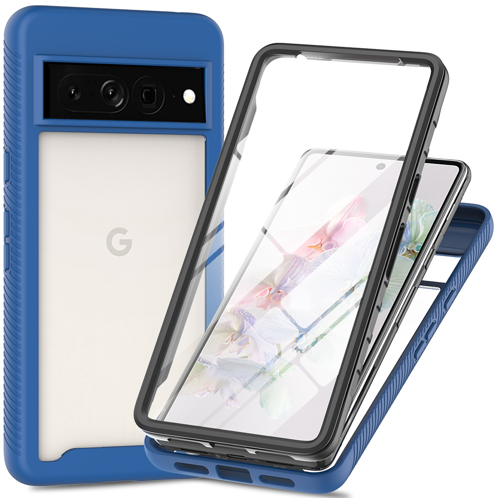 

Für Google Pixel 8 Pro Case PC+TPU Drop-proof-telefonabdeckung Mit Pet-screenfilm - Dunkelblau, Google Pixel 8 Pro