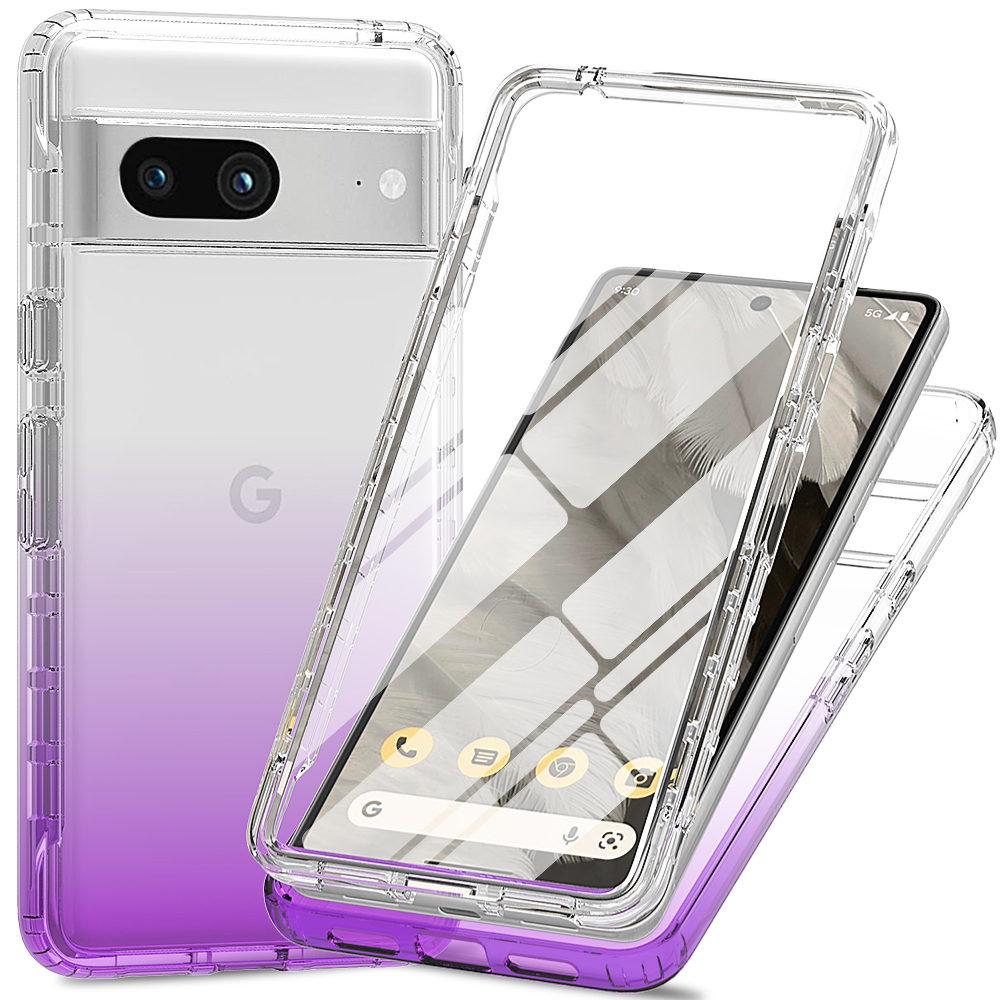 

Für Google Pixel 8 Case Gradient PC+TPU -telefonabdeckung Mit PET -bildschirmschutz - Lila, Google Pixel 8