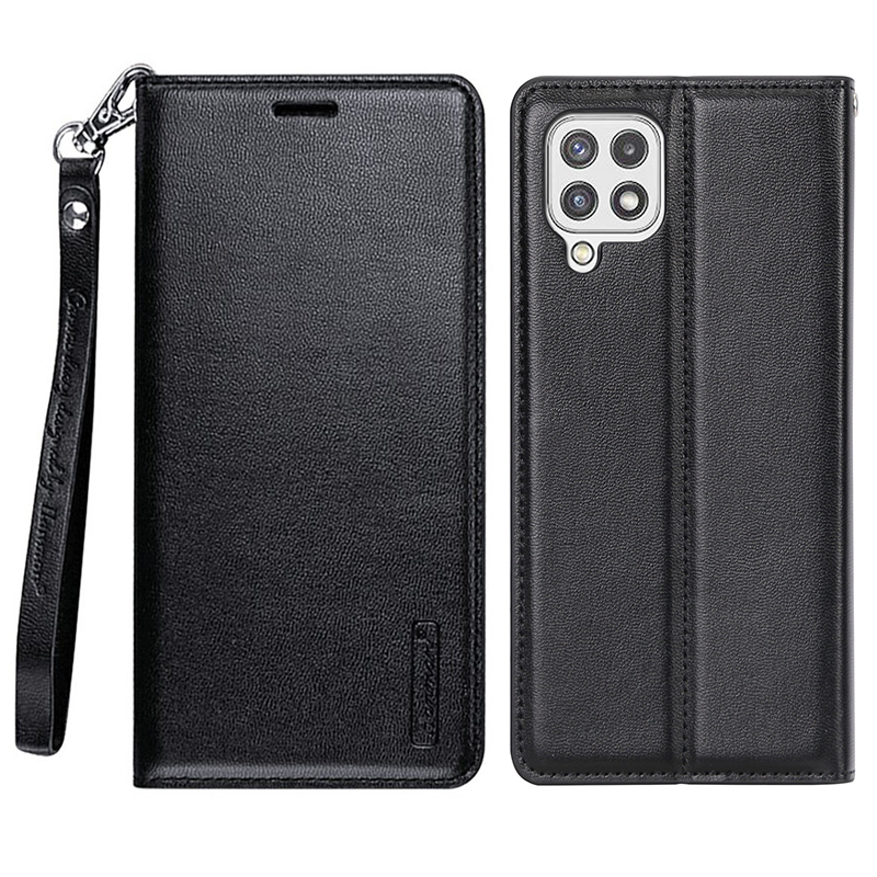 

HANMAN Minuo -serie Für Samsung Galaxy M33 5G (Global Version) Case Wallet Leder -telefonabdeckung - Schwarz, Galaxy M33 5G (Global Version)