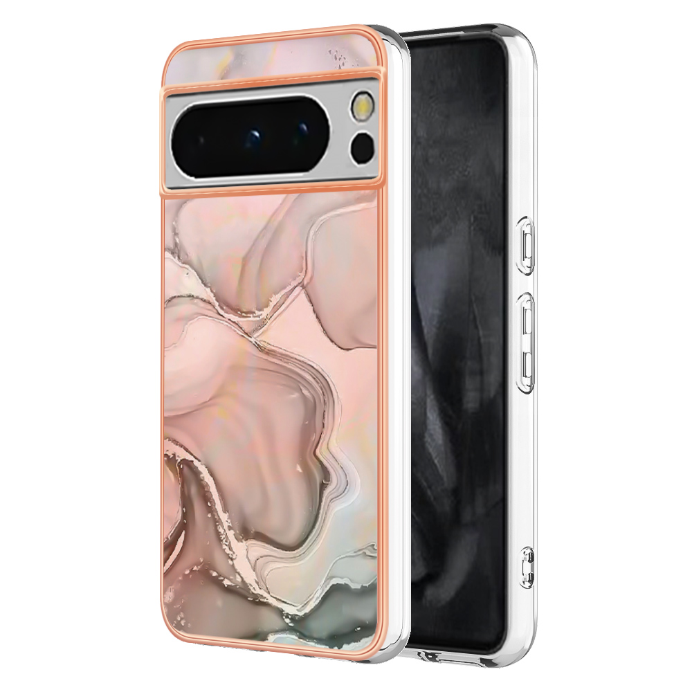 

YB IMD Series-16 Style-E Für Google Pixel 8 Pro Case Marmormuster Elektroplattiert 2,0 mm Tpu-telefonabdeckung - Rosa, Google Pixel 8 Pro