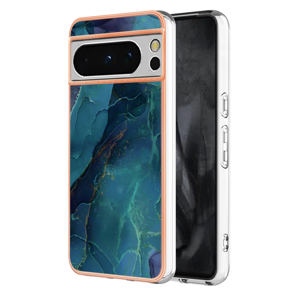 

YB IMD Series-16 Style-E Für Google Pixel 8 Pro Case Marmormuster Elektroplattiert 2,0 mm Tpu-telefonabdeckung - Grün, Google Pixel 8 Pro