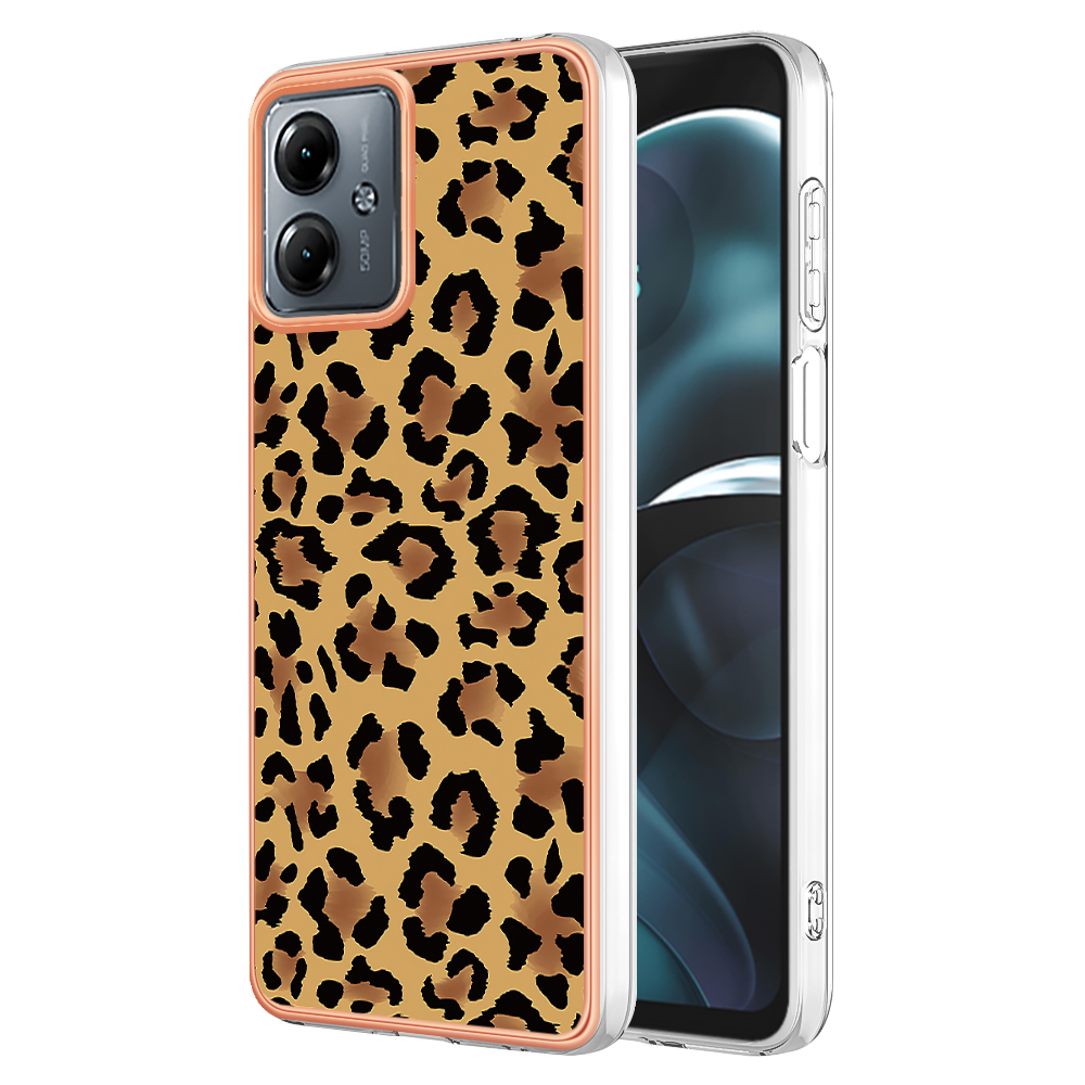 

YB IMD Series-19 Style-D Für Motorola Moto G14 4G Hülle Imd-muster 2,0 mm Tpu-telefonabdeckung - Leopardendruck, Motorola Moto G14 4G