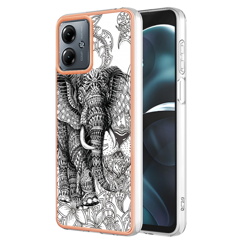 

YB IMD Series-19 Style-D Für Motorola Moto G14 4G Hülle Imd-muster 2,0 mm Tpu-telefonabdeckung - Totem -elefant, Motorola Moto G14 4G