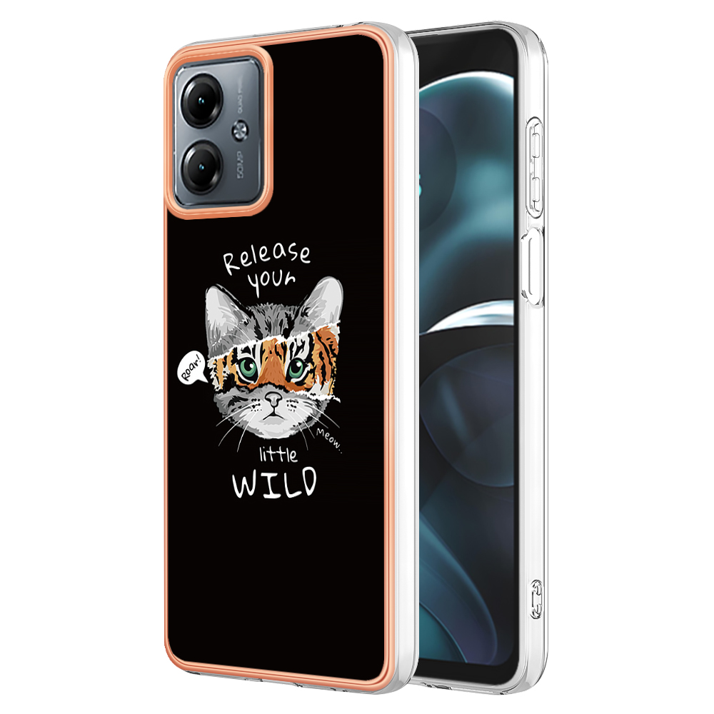 

YB IMD Series-19 Style-D Für Motorola Moto G14 4G Hülle Imd-muster 2,0 mm Tpu-telefonabdeckung - Katze / Tiger, Motorola Moto G14 4G
