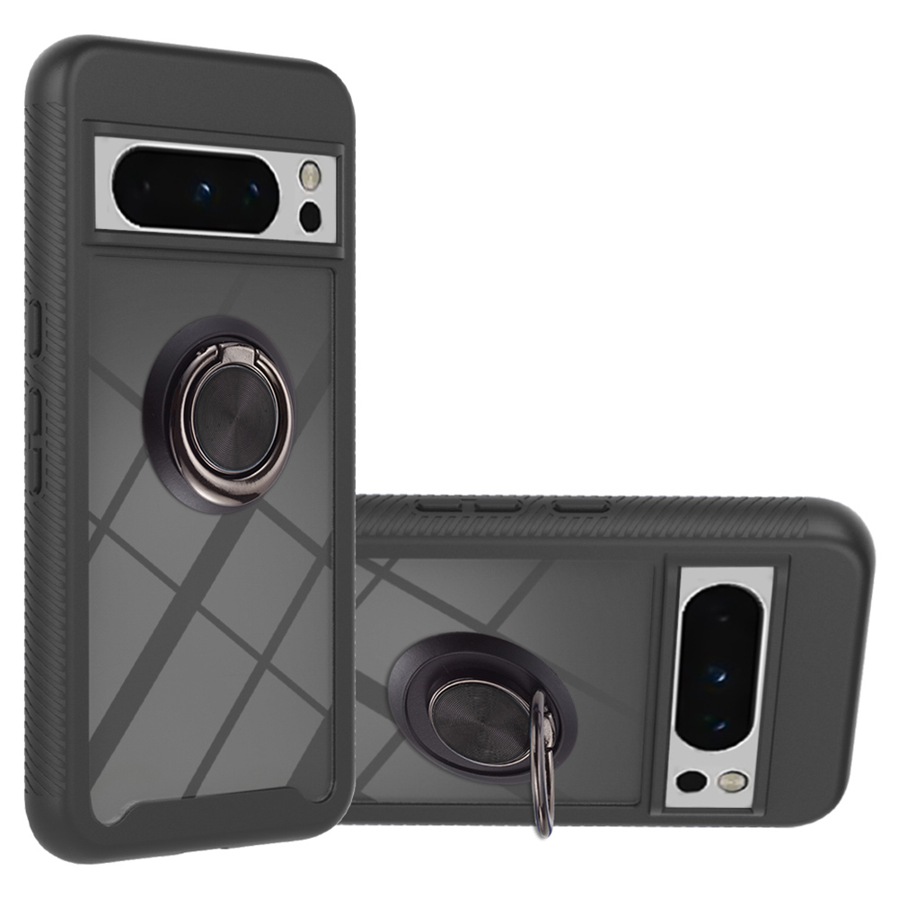 

YB Pc-serie-5 Für Google Pixel 8 Pro Case PC+TPU Ring Kickstand Phone Protective Cover - Schwarz, Google Pixel 8 Pro