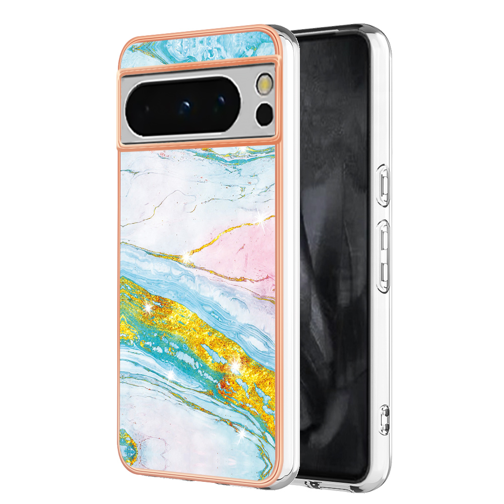 

YB Imd-serie-2 Für Google Pixel 8 Pro Case Marmormuster Elektroplatten Tpu-telefonabdeckung - Grün 004, Google Pixel 8 Pro