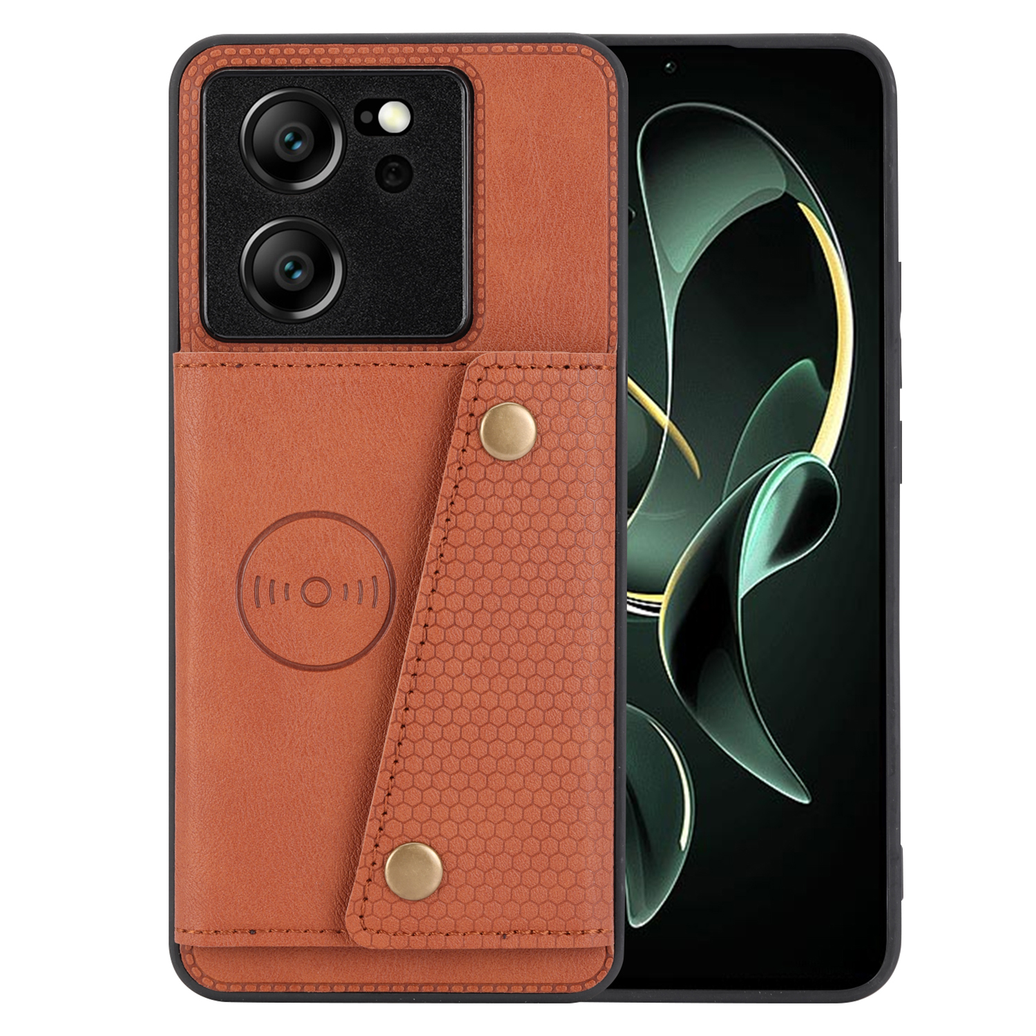 

Für Xiaomi 13t / Redmi K60 Ultra Cover Card Slots PU Leder+tpu Telefon Kickstand Hülle - Hellbraun, Xiaomi Redmi K60 Ultra