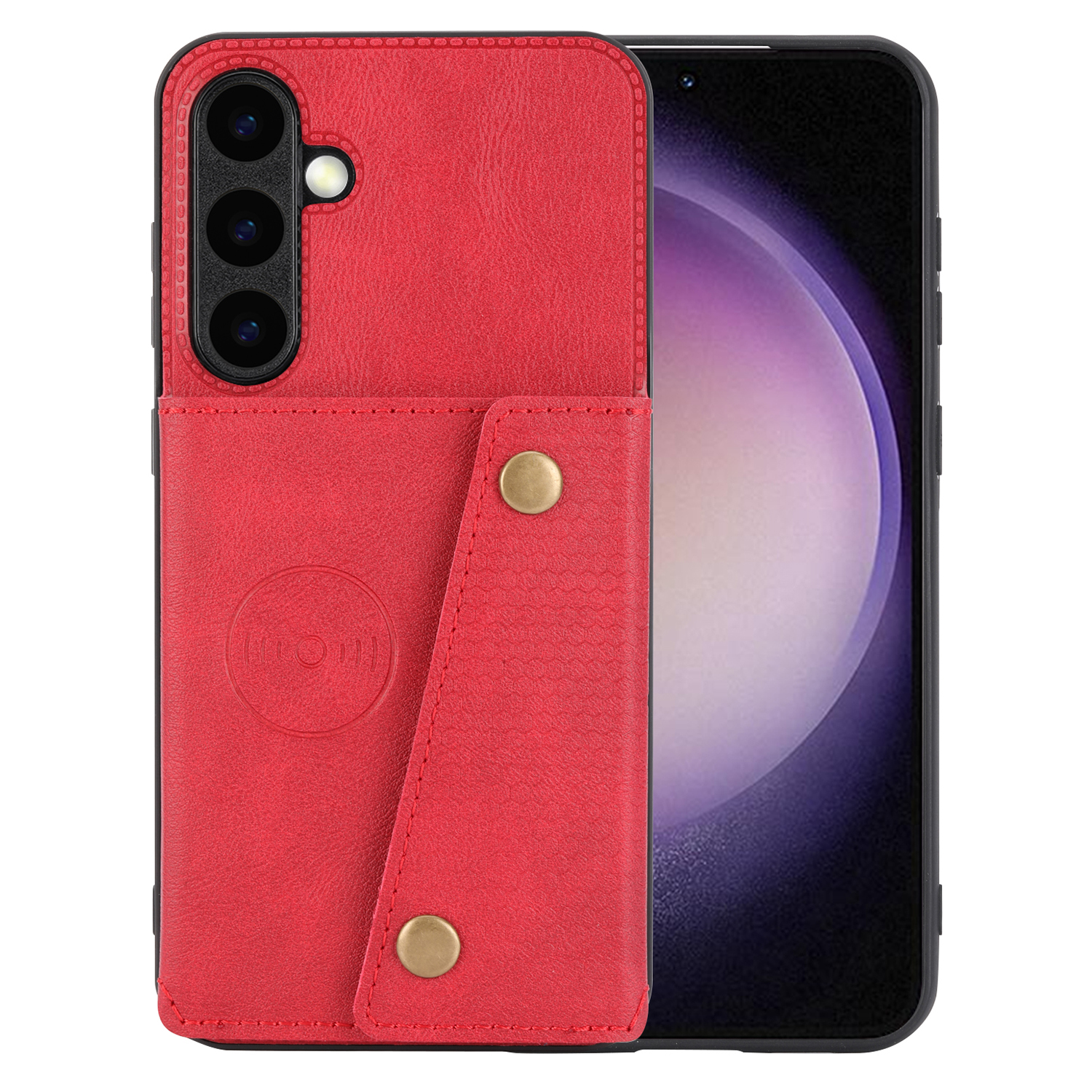 

Für Samsung Galaxy S23 fe Case Card Holder Kick -stand -leder -lederbeschichtungs -tpu -telefonabdeckung - Rot, Galaxy S23 FE