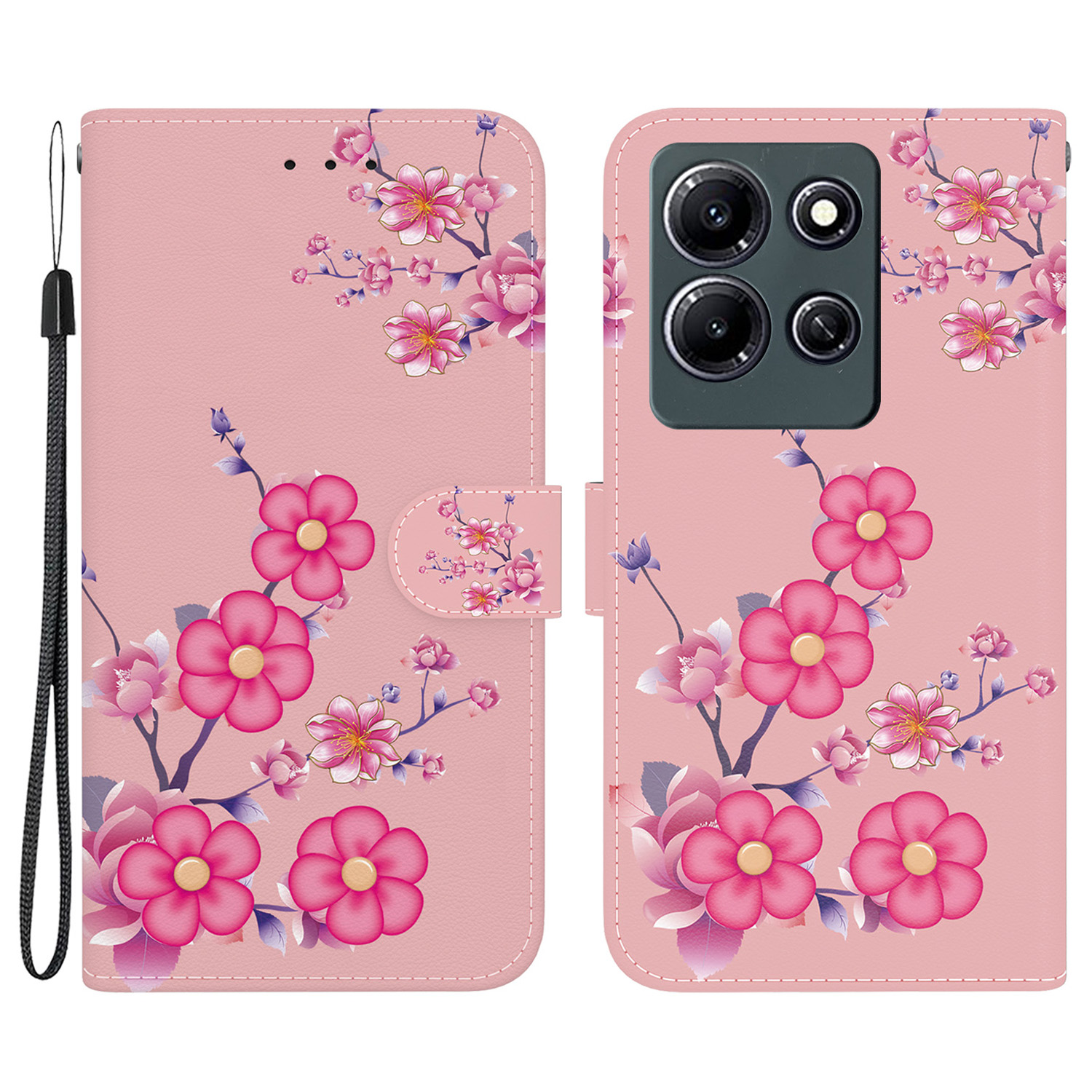 

Für Infinix -hinweis 30i 4G Koffer Wallet Full Protection Telefonabdeckung - Sakura, Infinix Note 30i 4G