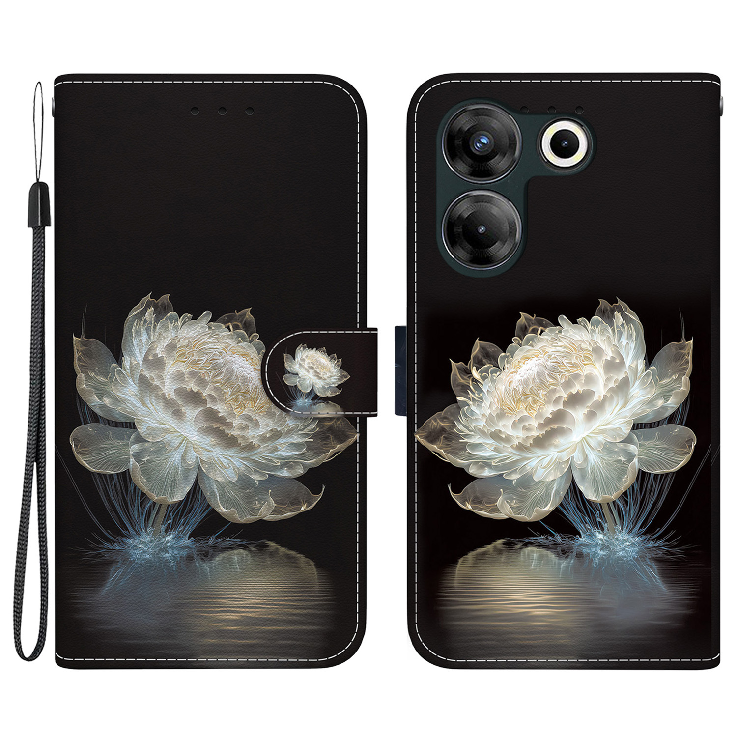 

Für Tecno Camon 20 Pro 5G -koffer -muster -druckbrieftasche Telefonabdeckung - Kristall Pfingstrose, Tecno Camon 20 Pro 5G