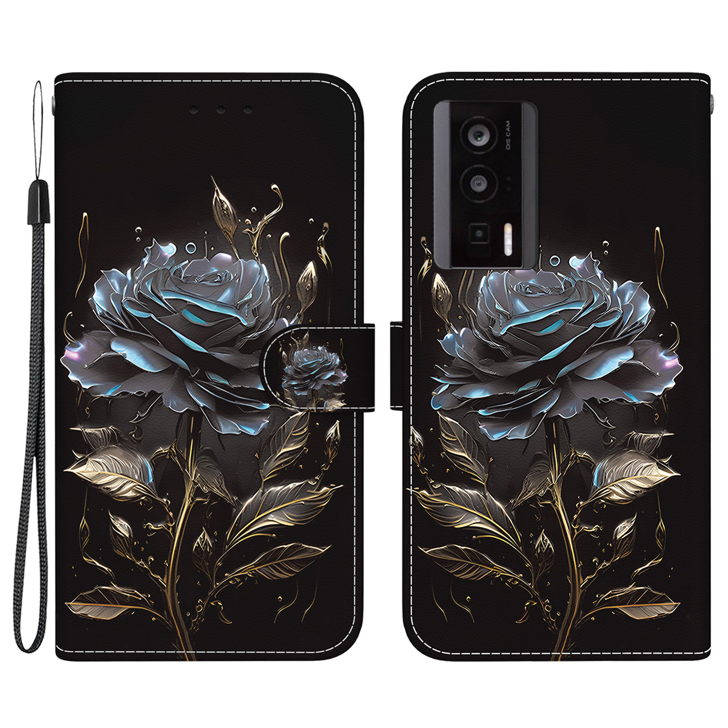 

Für Xiaomi Poco F5 Pro 5G / Redmi K60 5G / Redmi K60 Pro 5G Hülle Leder Telefonabdeckung - Schwarze Rose, Xiaomi Poco F5 Pro 5G
