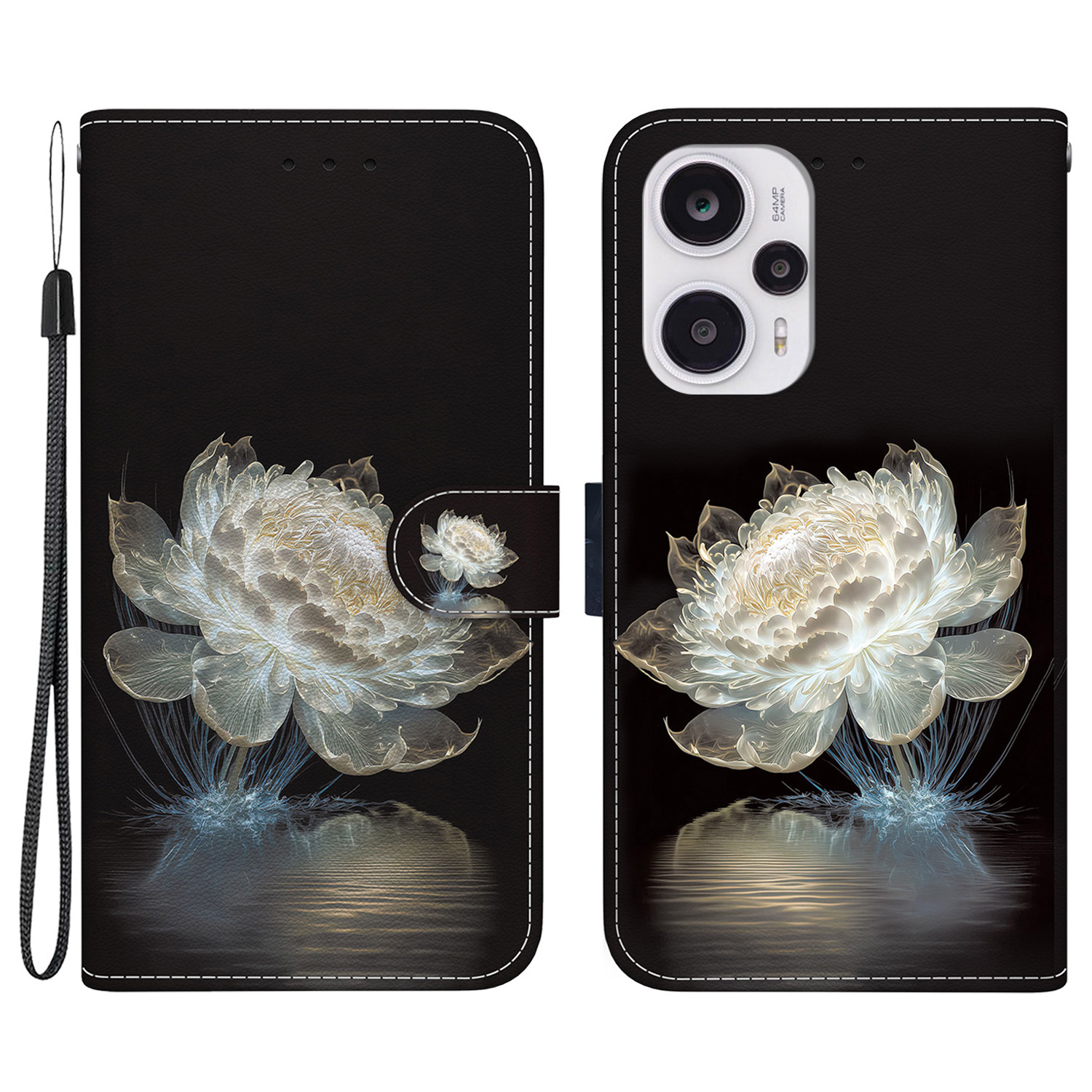 

Für Xiaomi Poco F5 5G / Redmi Note 12 Turbo -hülle PU Lederstand Cover - Kristall Pfingstrose, Xiaomi Poco F5 5G