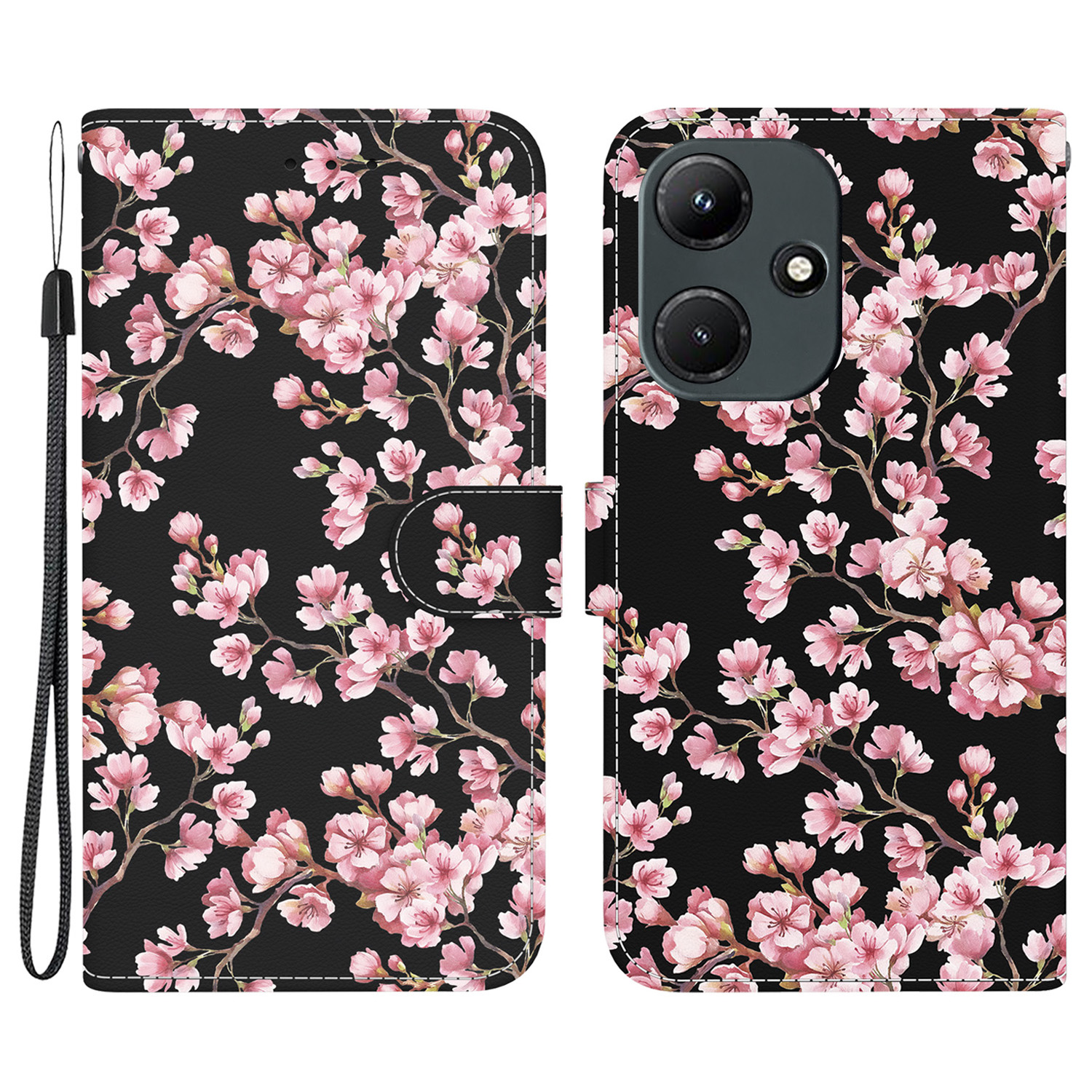 

Für Infinix Hot 30i Leder Hülle Brieftasche Schutzhelfer -abdeckung - Pflaumenblüte, Infinix Hot 30i