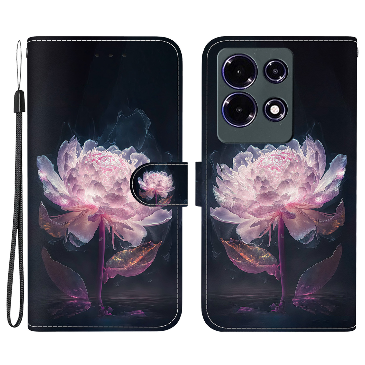 

Für Infinix Note 30 4G -koffer -muster -druckleder -lederabdeckung Mit Brieftasche - Lila Pfingstrosen, Infinix Note 30 4G