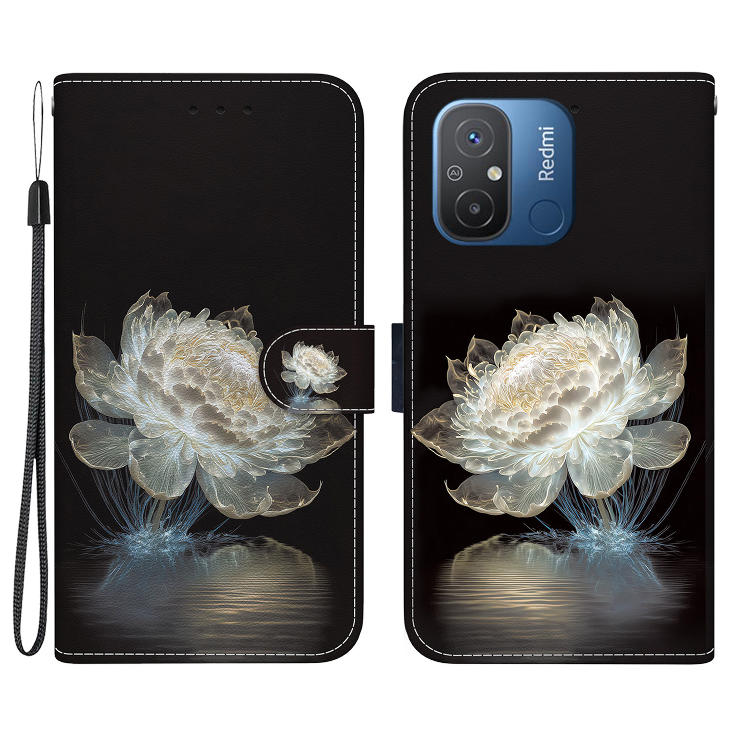 

Für Xiaomi Redmi 12C 4g-hülle Anti-kratzer-brieftaschen-telefonabdeckung - Kristall Pfingstrose, Xiaomi Redmi 12C 4G