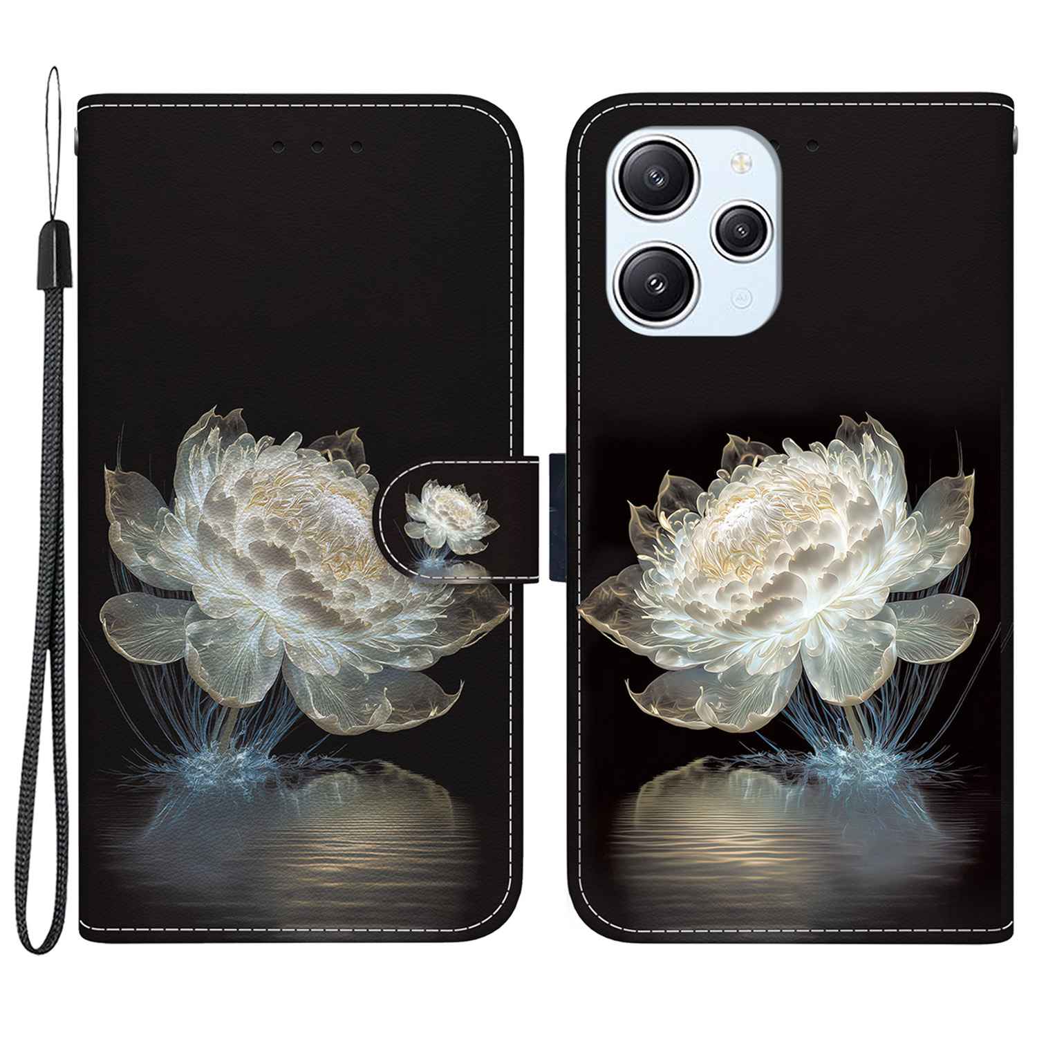 

Für Xiaomi Redmi 12 4G Hülle PU Ledermuster Folio -telefonabdeckung - Kristall Pfingstrose, Xiaomi Redmi 12 4G